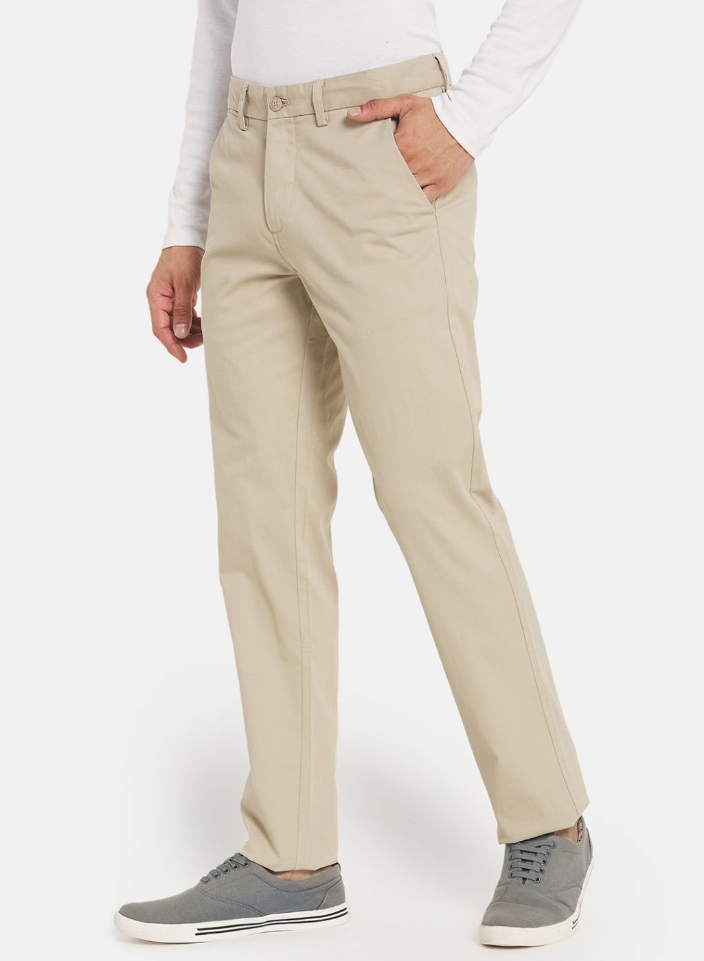 Men Beige Smart Fit Trouser