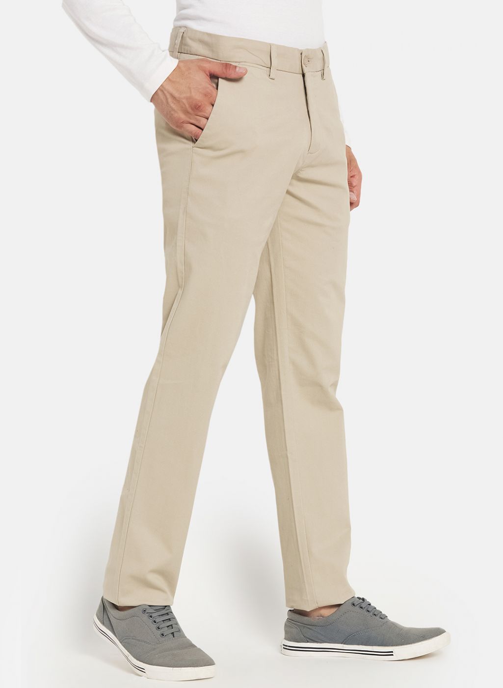 Men Beige Smart Fit Trouser