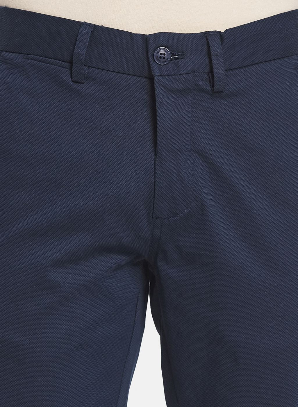 Men Navy Blue Smart Fit Trouser