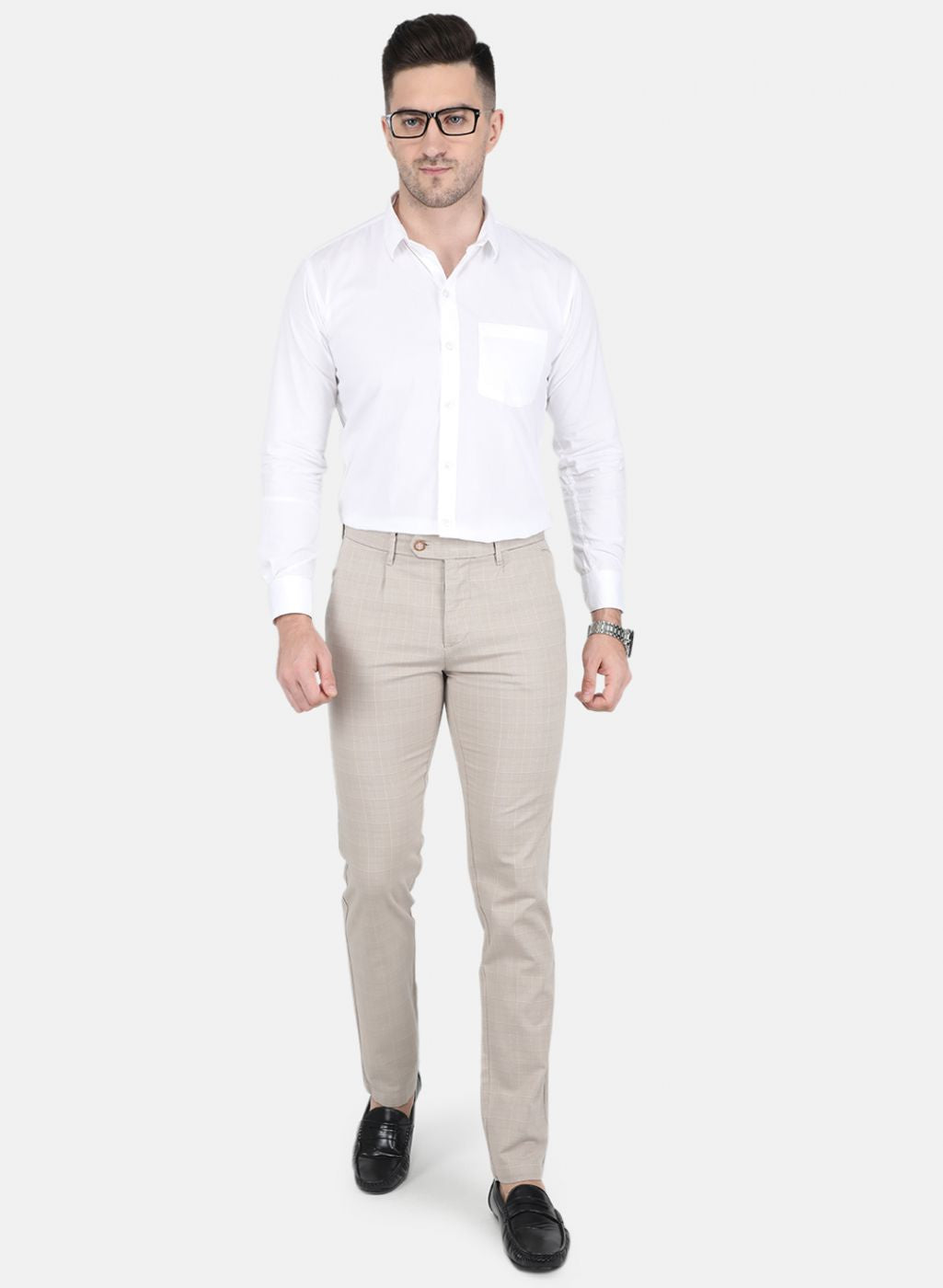 Men Beige Smart Fit Trouser