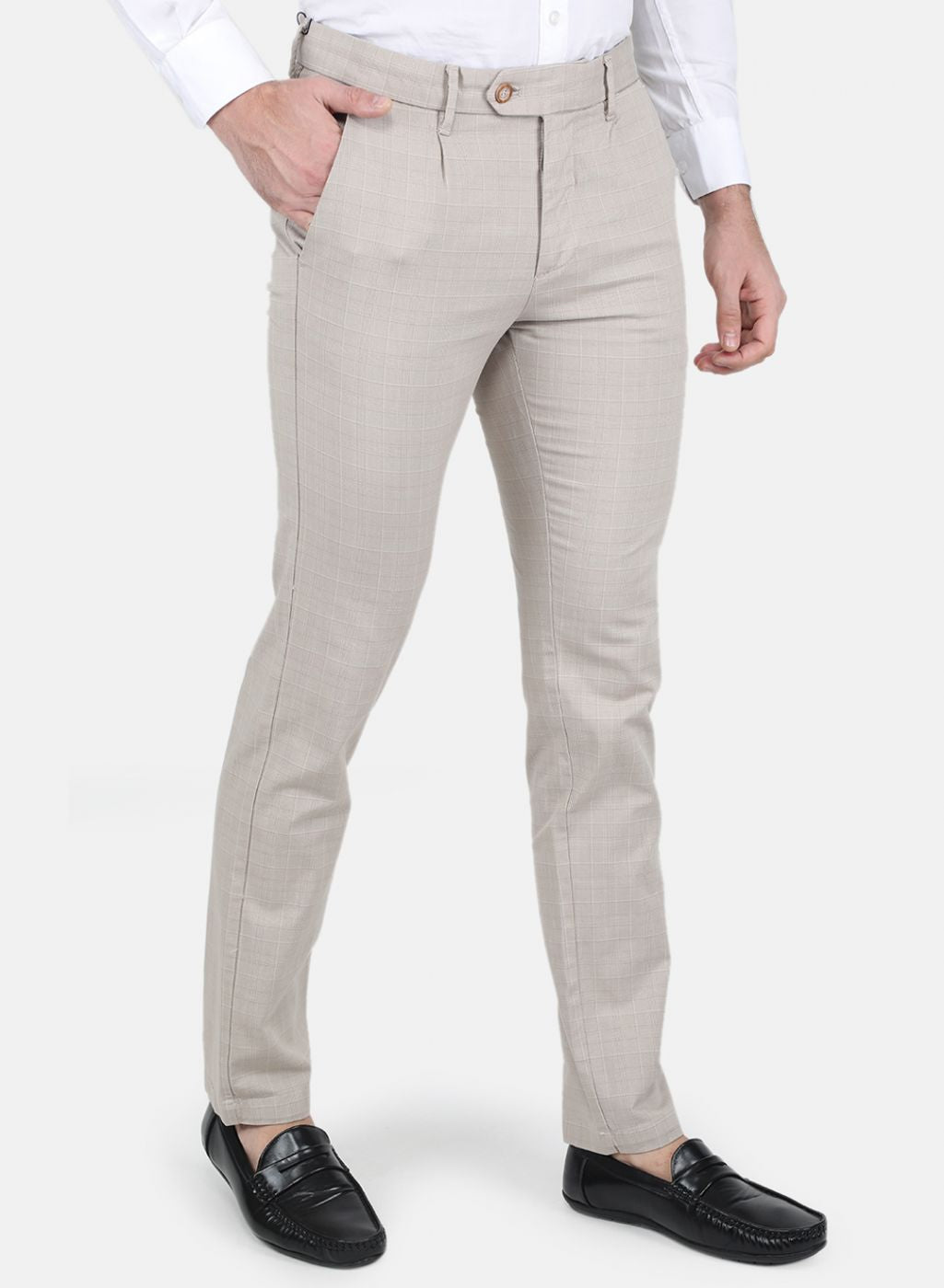 Men Beige Smart Fit Trouser