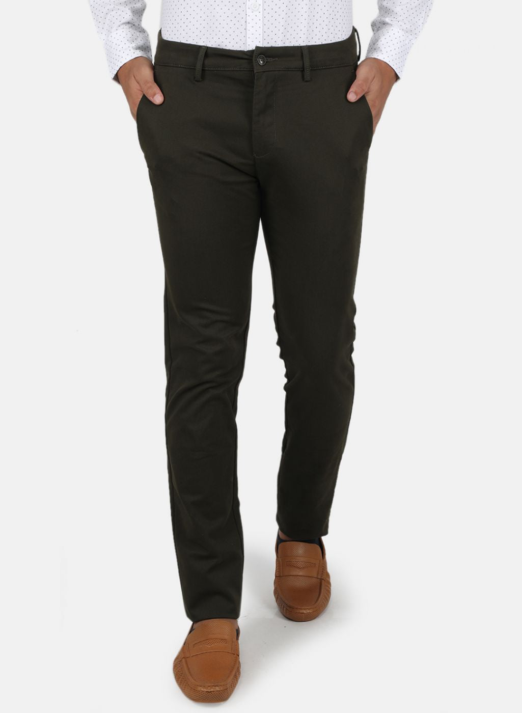 Men Olive Slim Fit Trouser