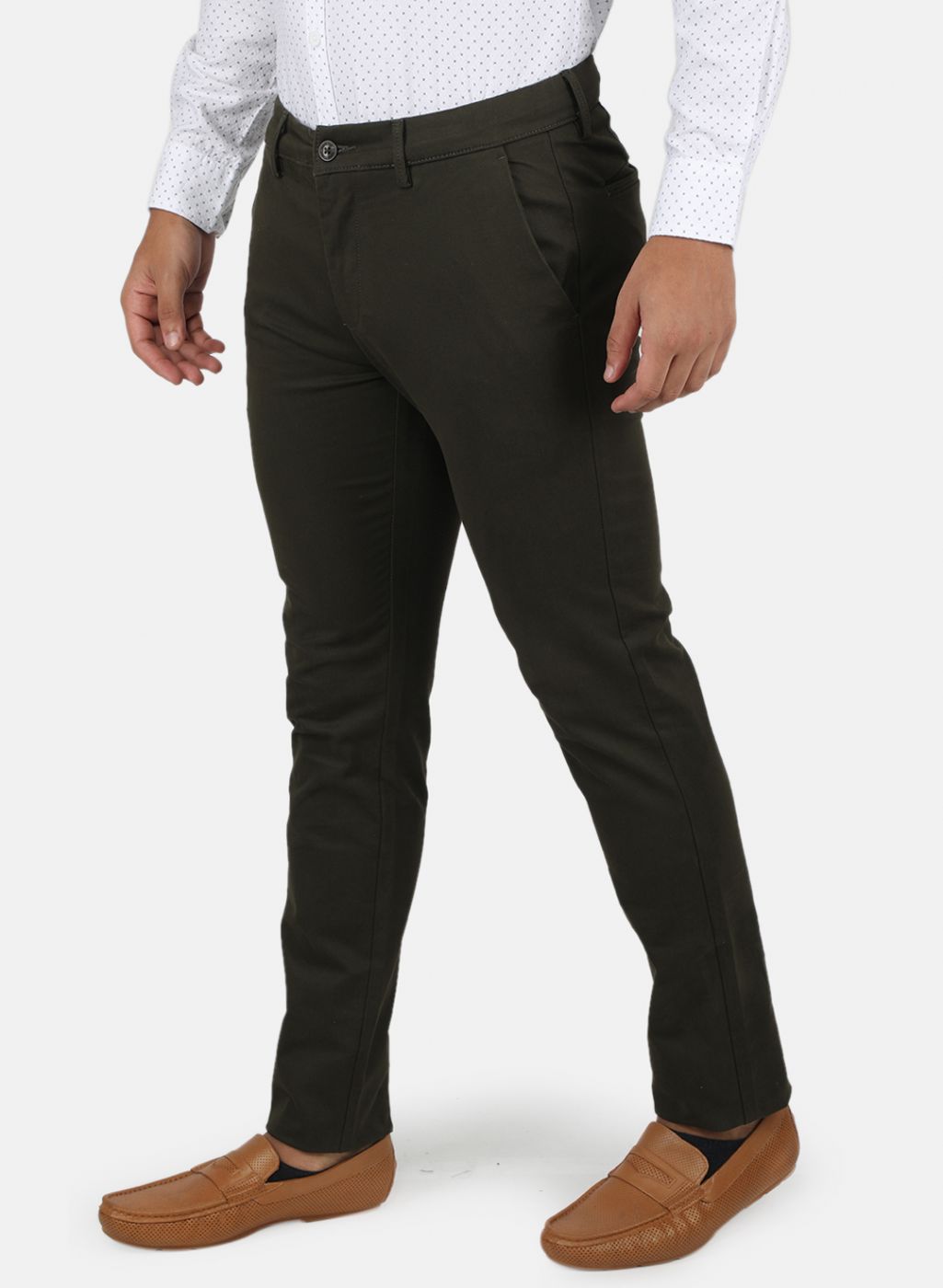 Men Olive Slim Fit Trouser