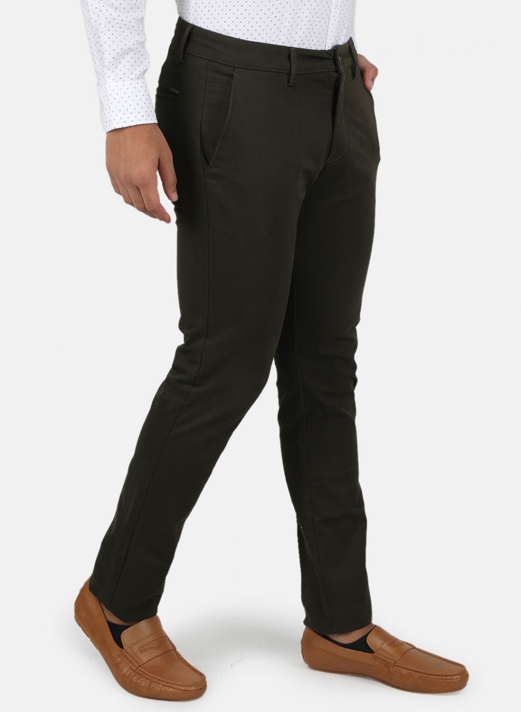 Men Olive Slim Fit Trouser