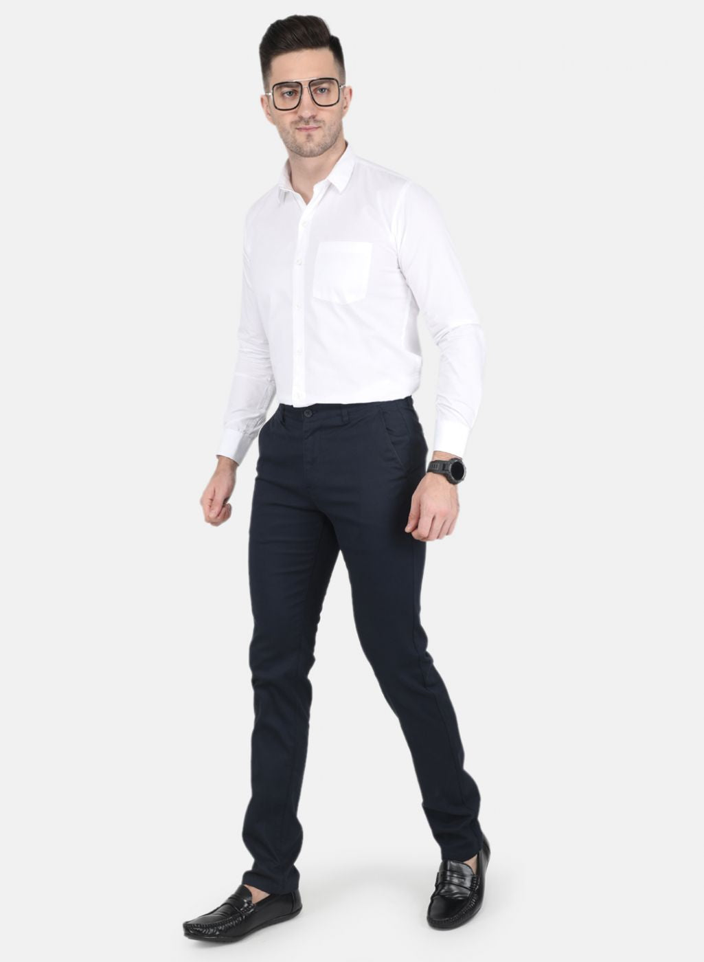 Men NAvy Blue Smart Fit Trouser