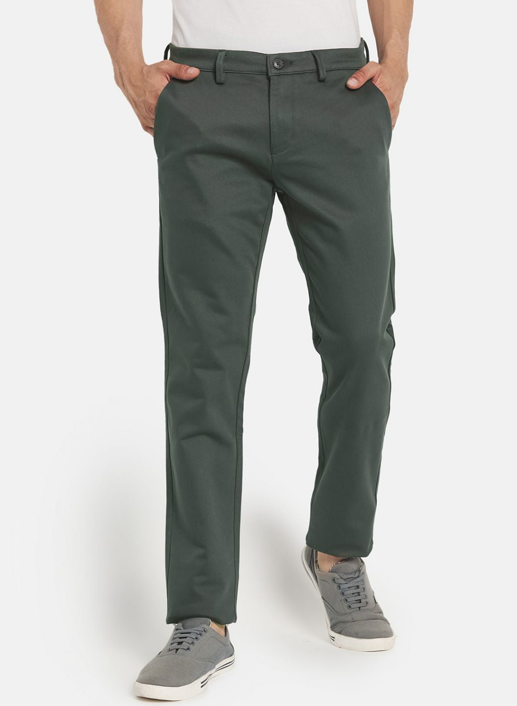 Men Green Smart Fit Trouser