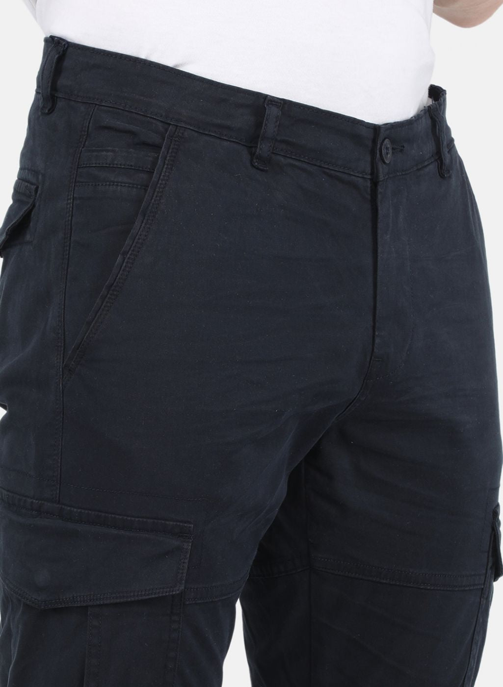 Men Navy Blue Smart Fit Trouser