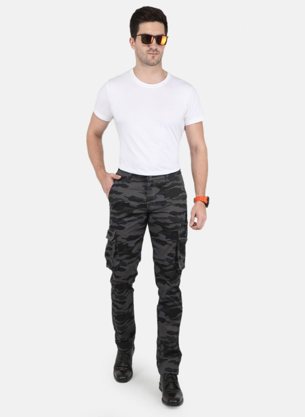 Men Grey Smart Fit Cargo Trouser