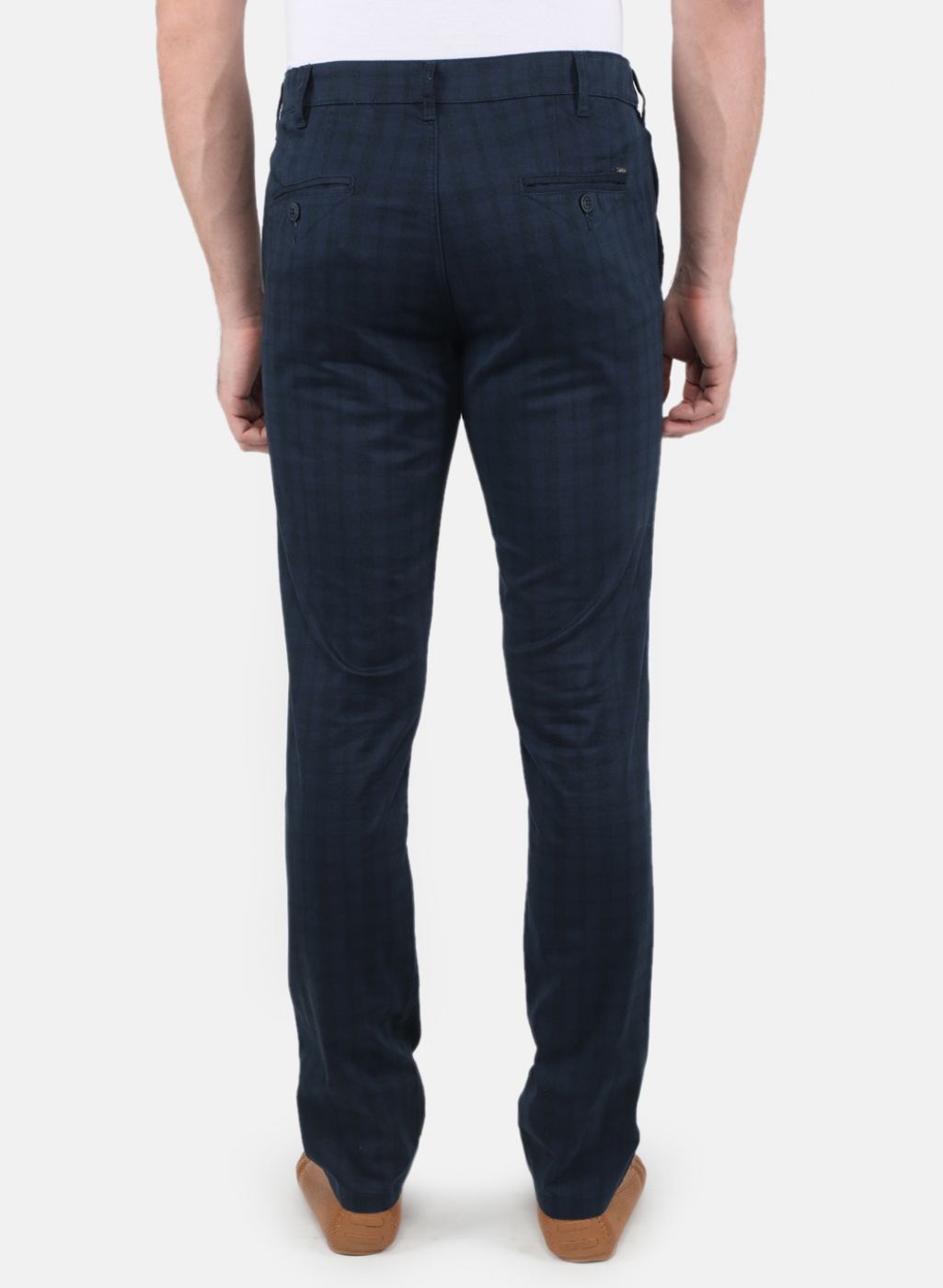 Men Navy Blue Smart Fit Trouser