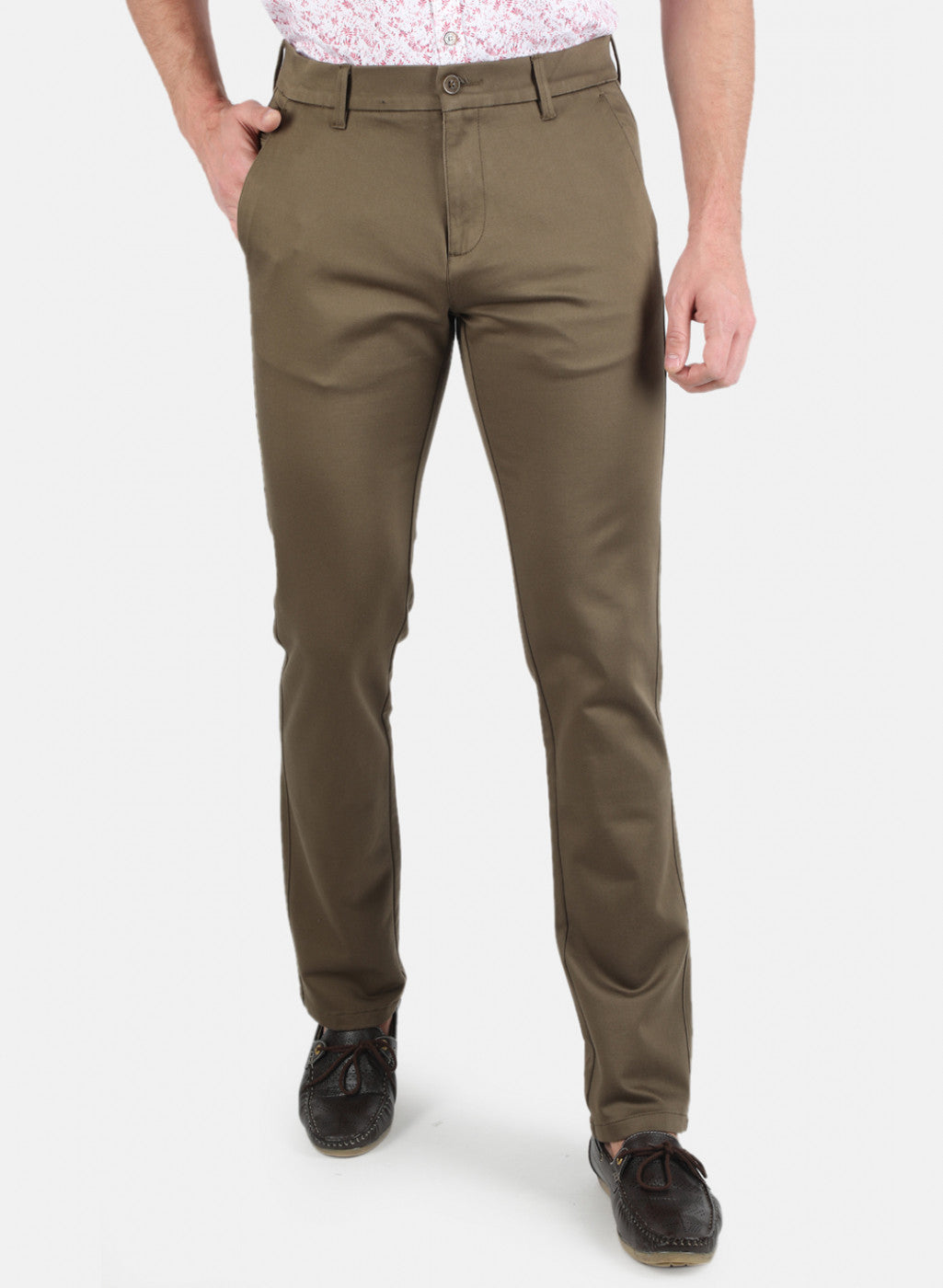 Men Olive Regular Fit Trouser