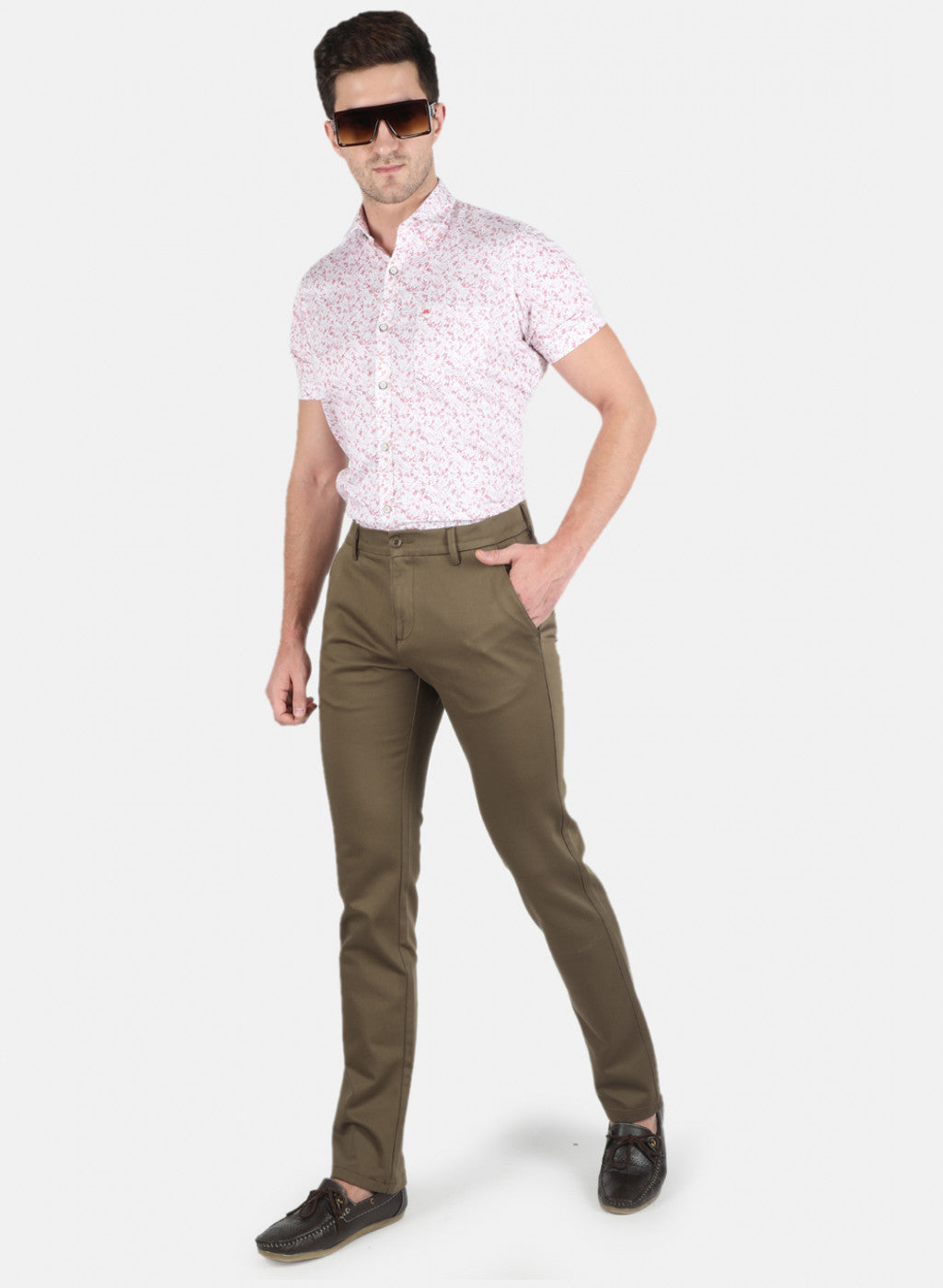 Men Olive Regular Fit Trouser