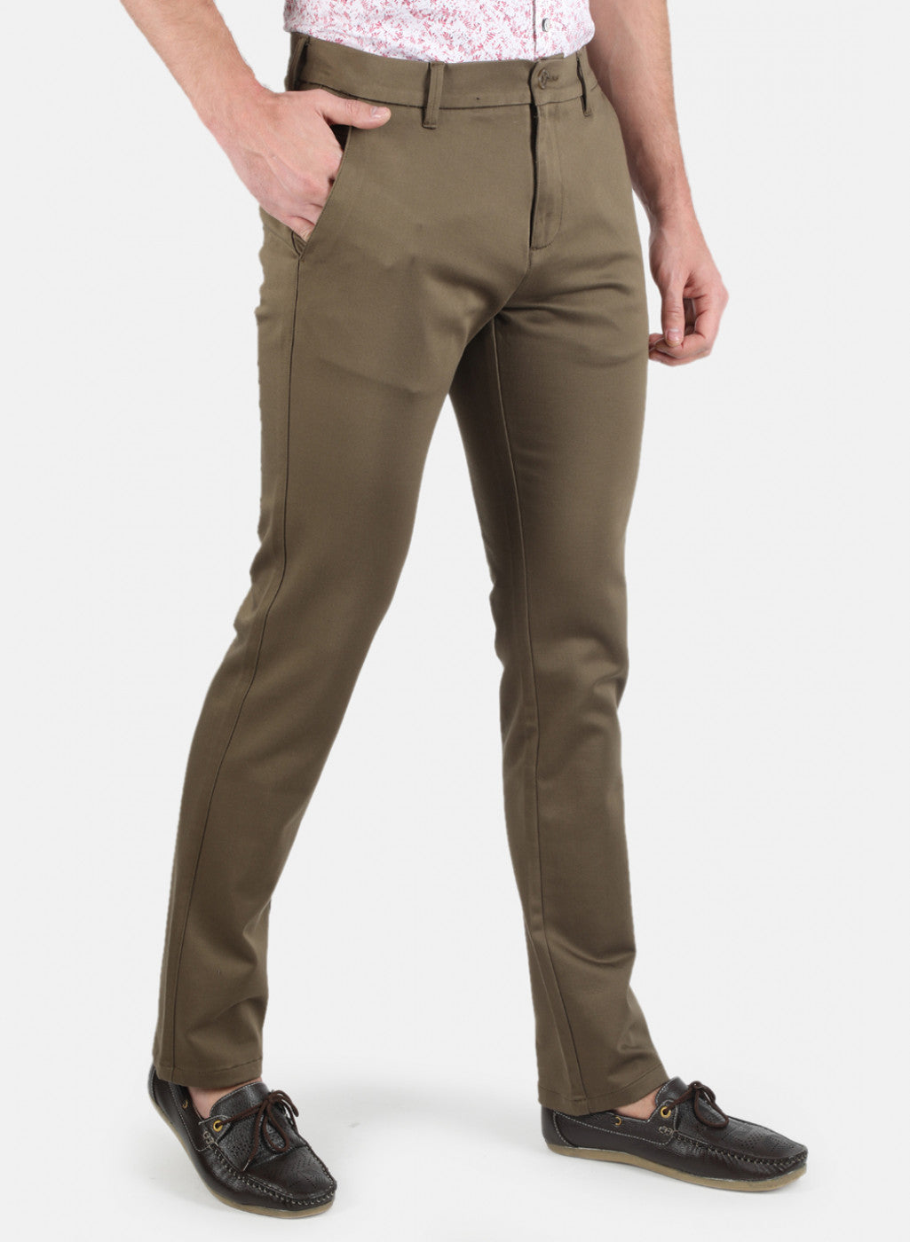 Men Olive Regular Fit Trouser