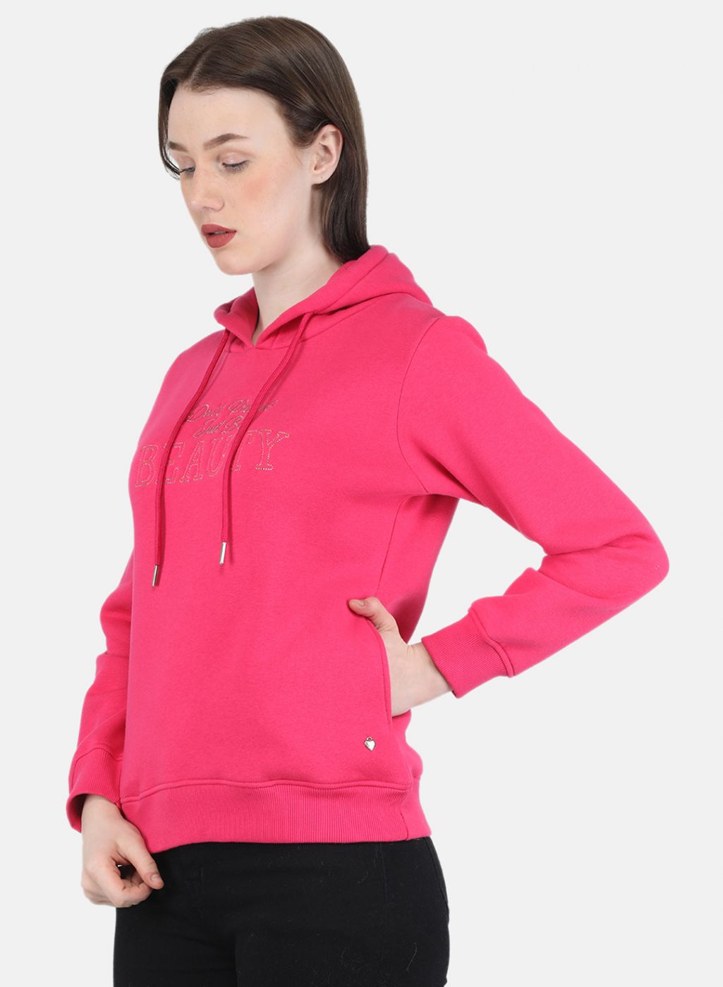 Women Pink Embroidered Sweatshirt