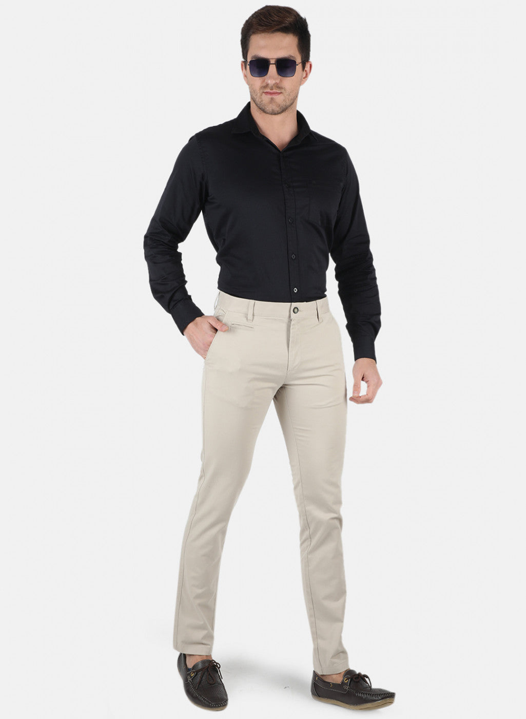 Men Cream Smart Fit Trouser