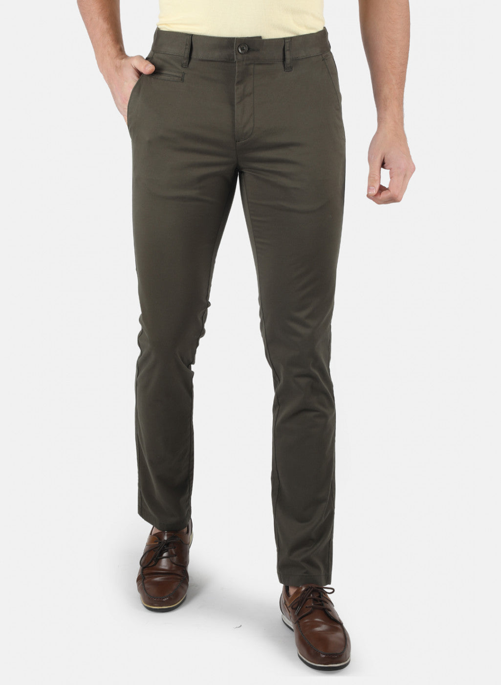 Men Olive Smart Fit Trouser