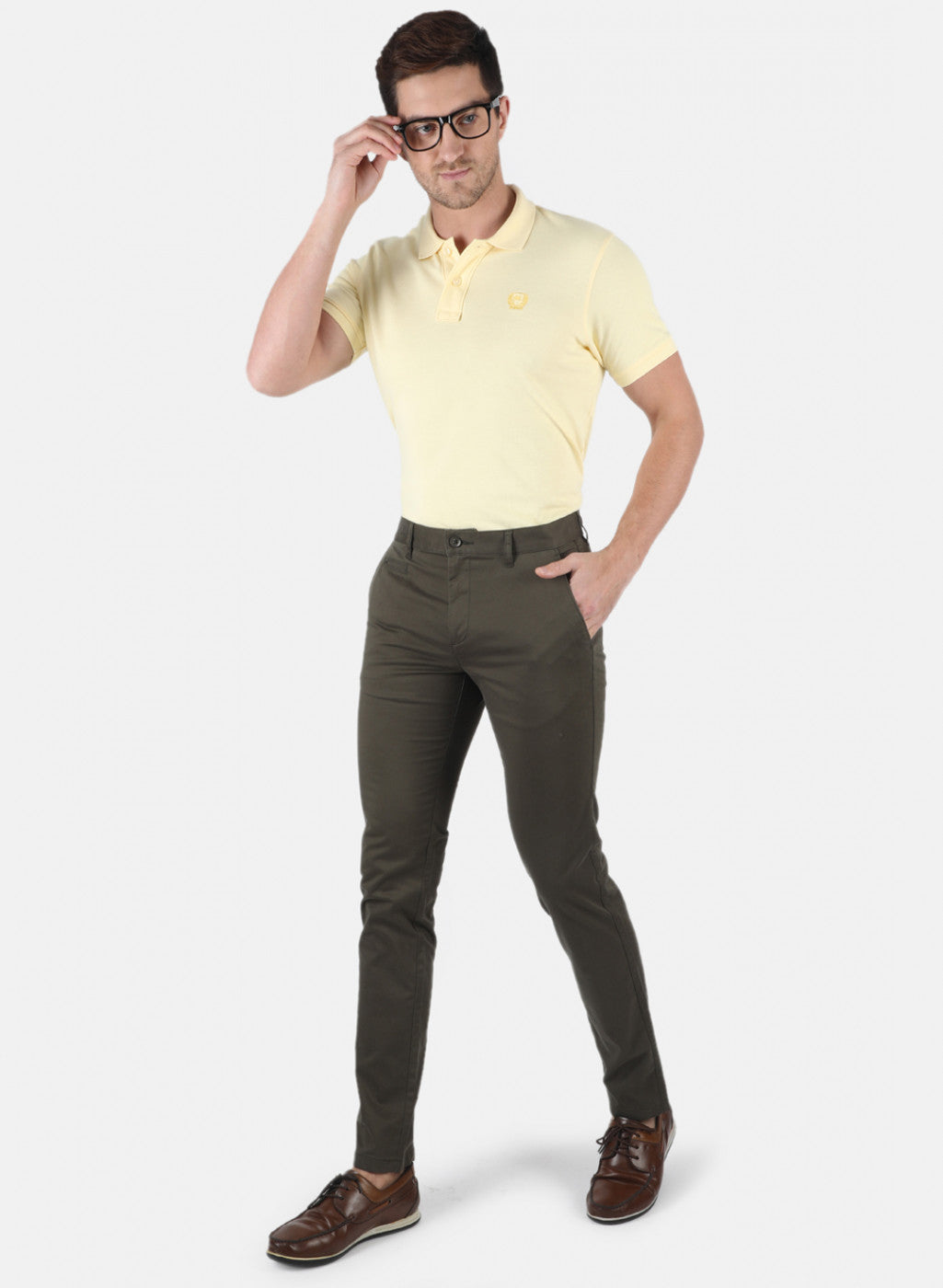 Men Olive Smart Fit Trouser