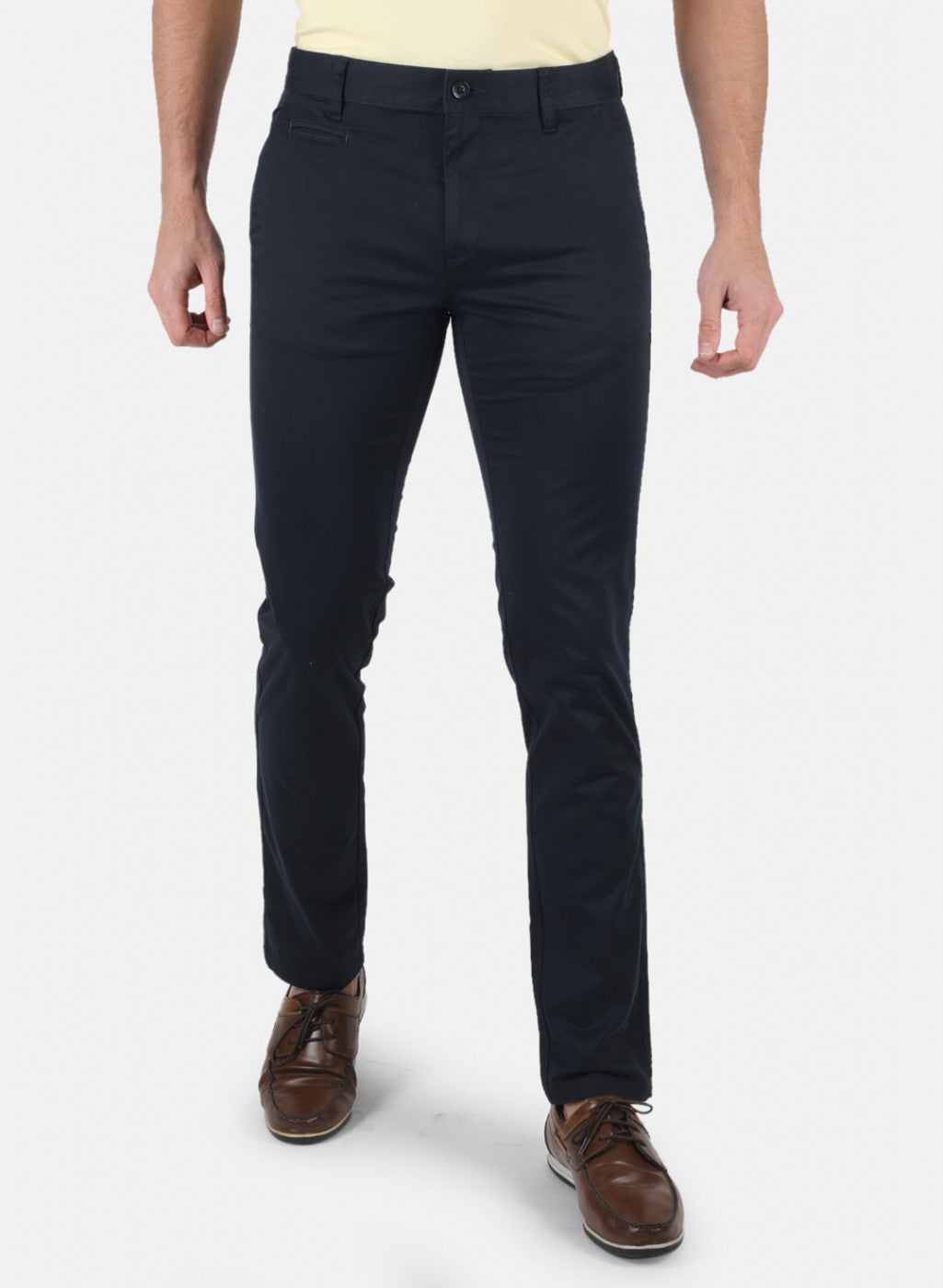 Men Navy Blue Smart Fit Trouser