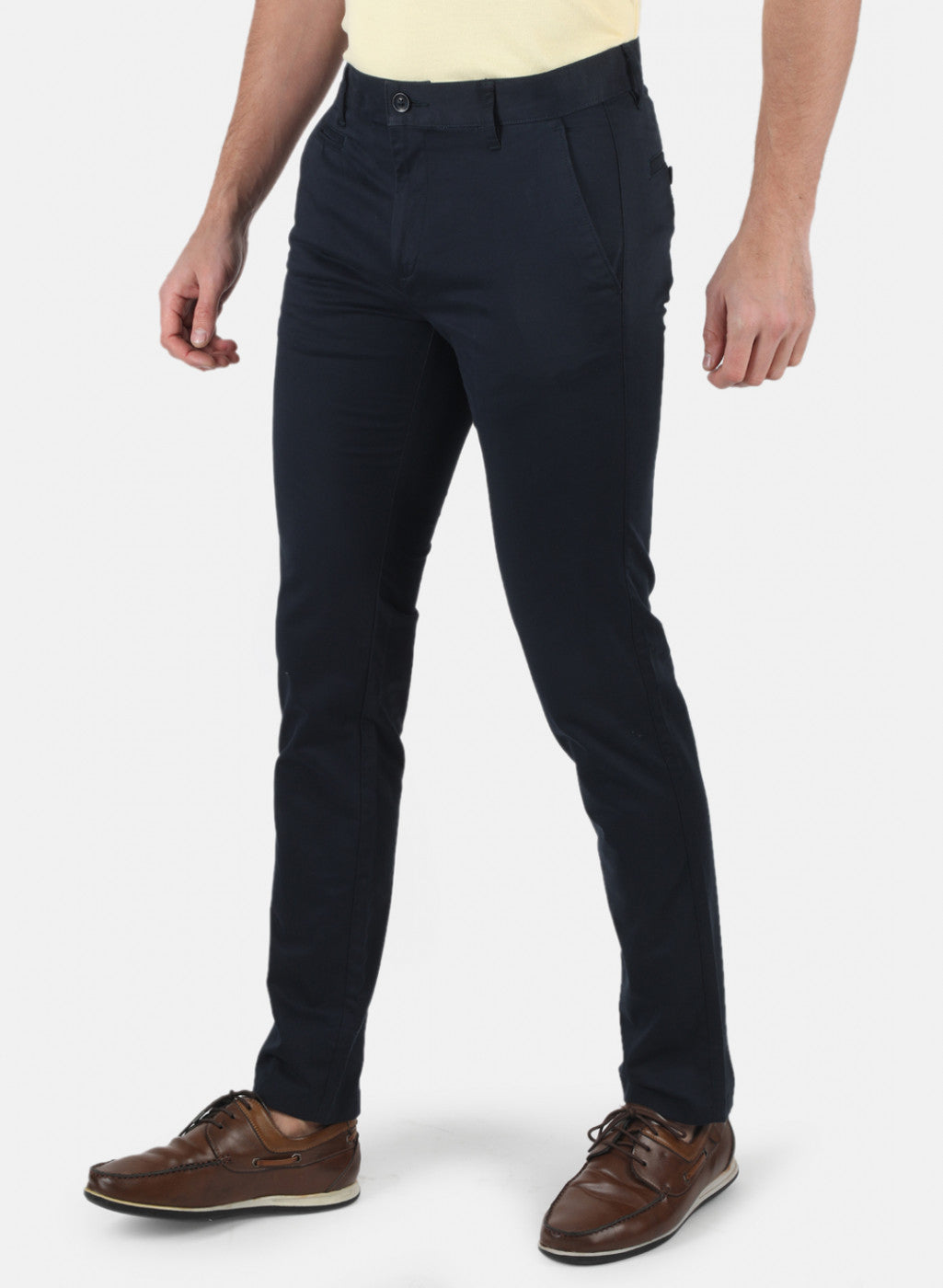 Men Navy Blue Smart Fit Trouser