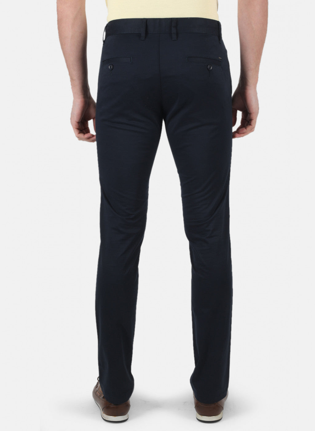 Men Navy Blue Smart Fit Trouser