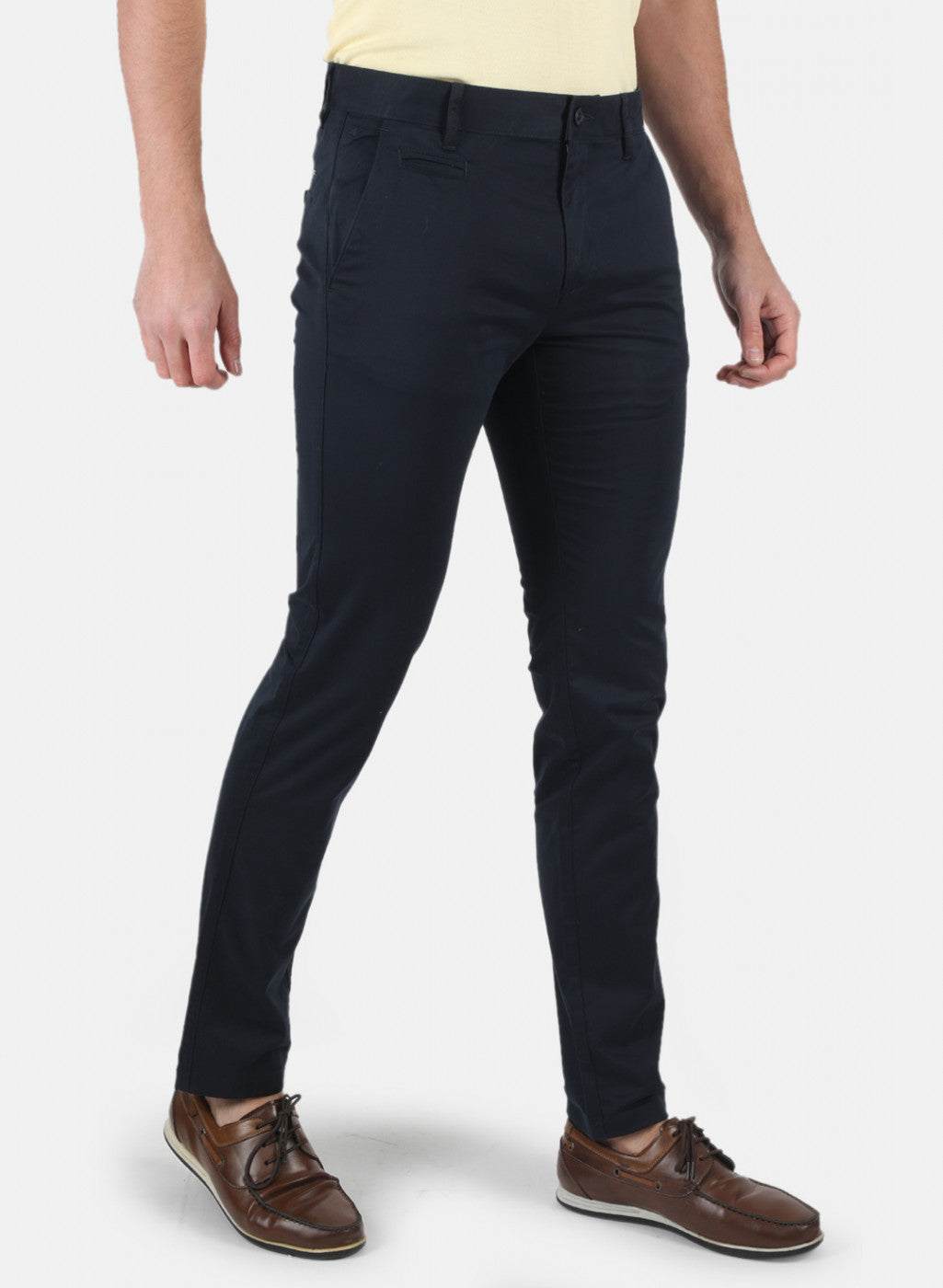 Men Navy Blue Smart Fit Trouser