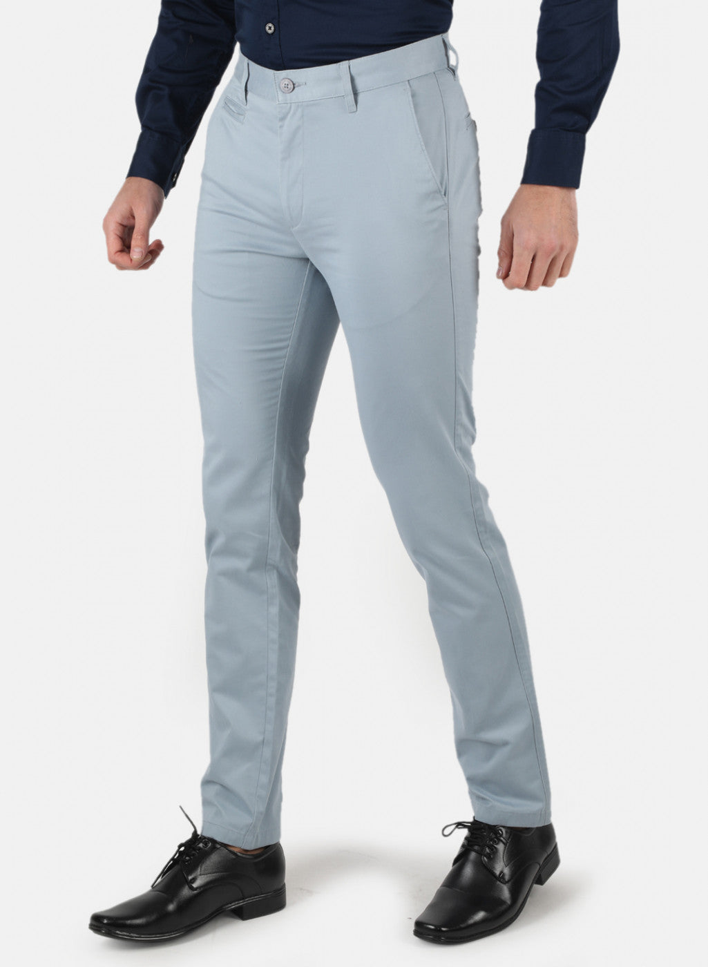 Men Sky Blue Smart Fit Trouser