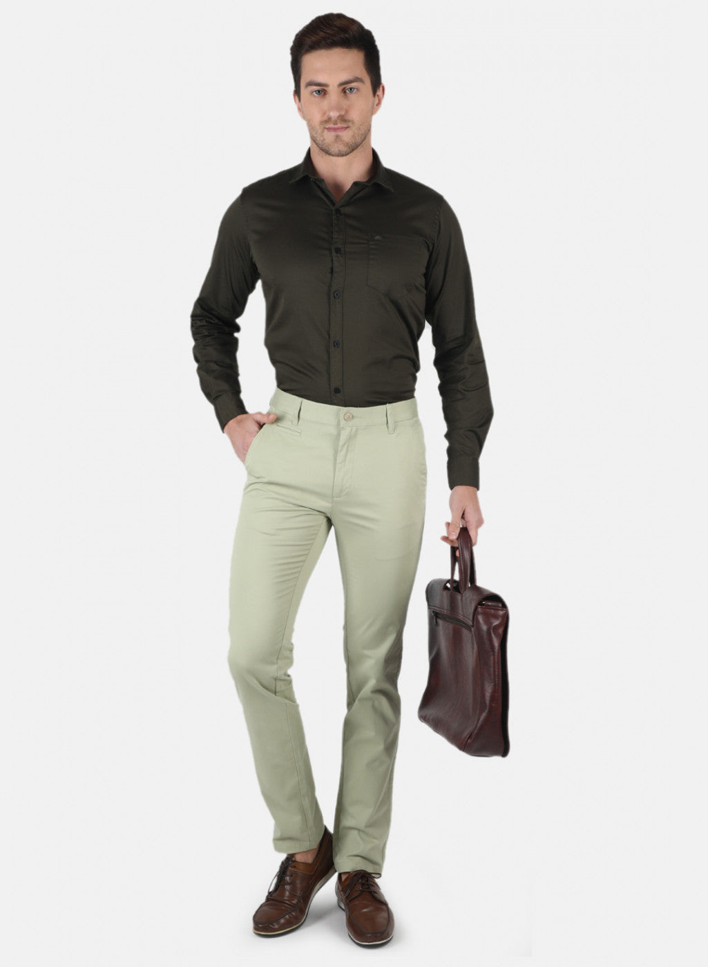 Men Green Smart Fit Trouser