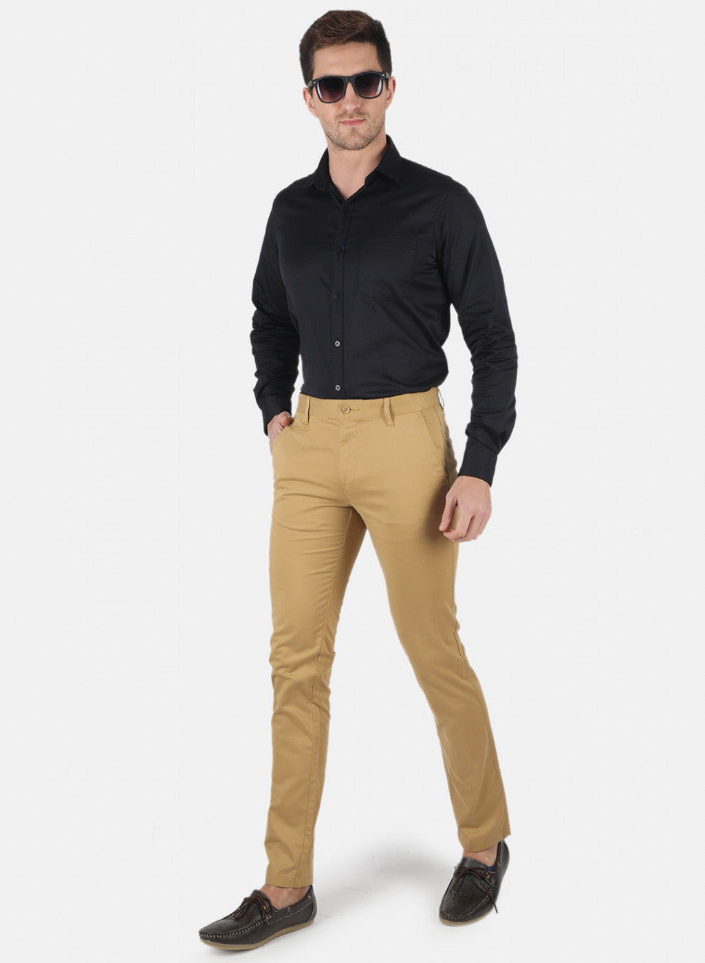 Men Mustard Smart Fit Trouser