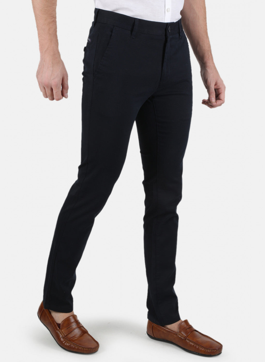 Men Navy Blue Smart Fit Trouser