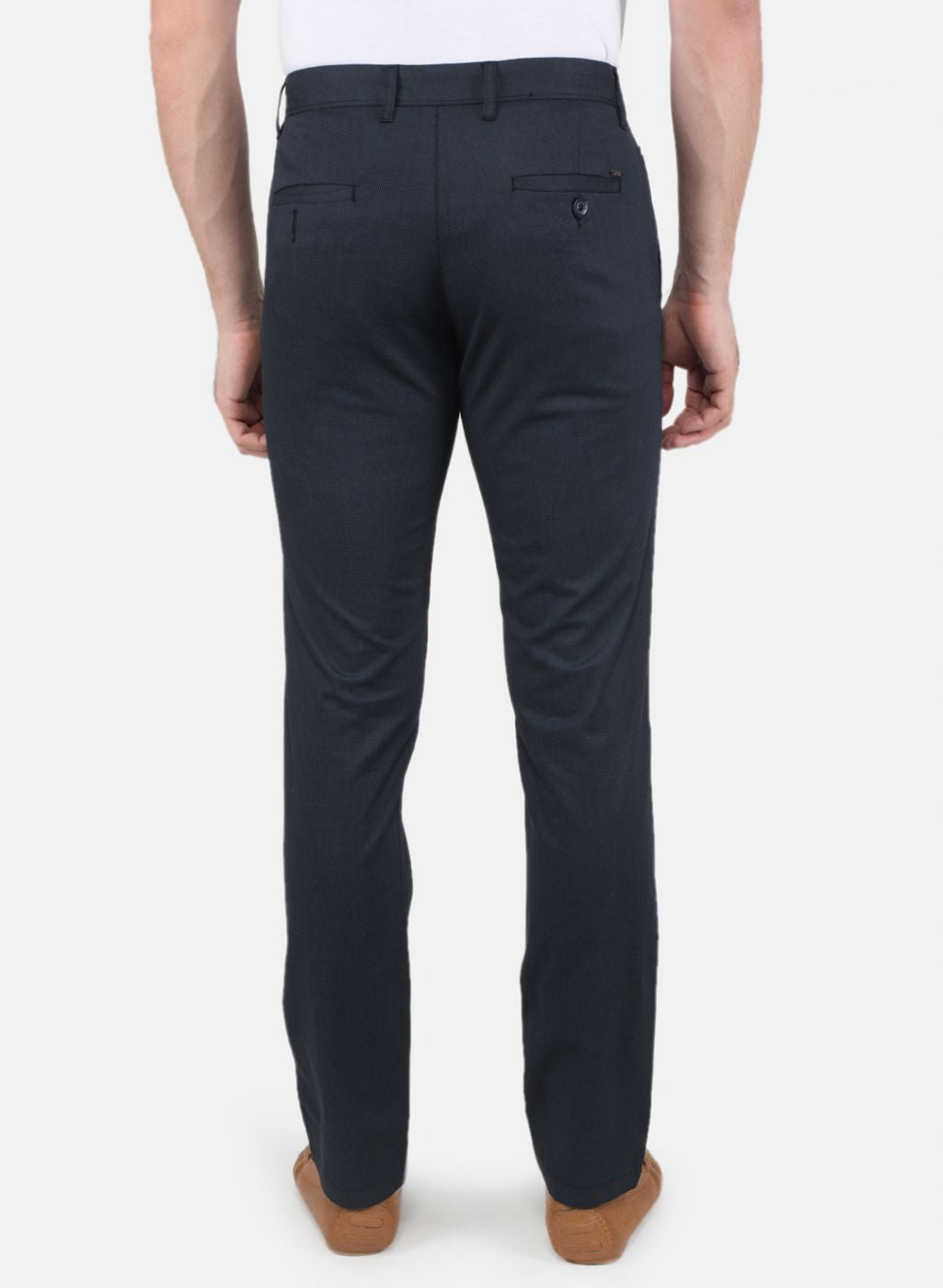 Men Navy Blue Smart Fit Trouser