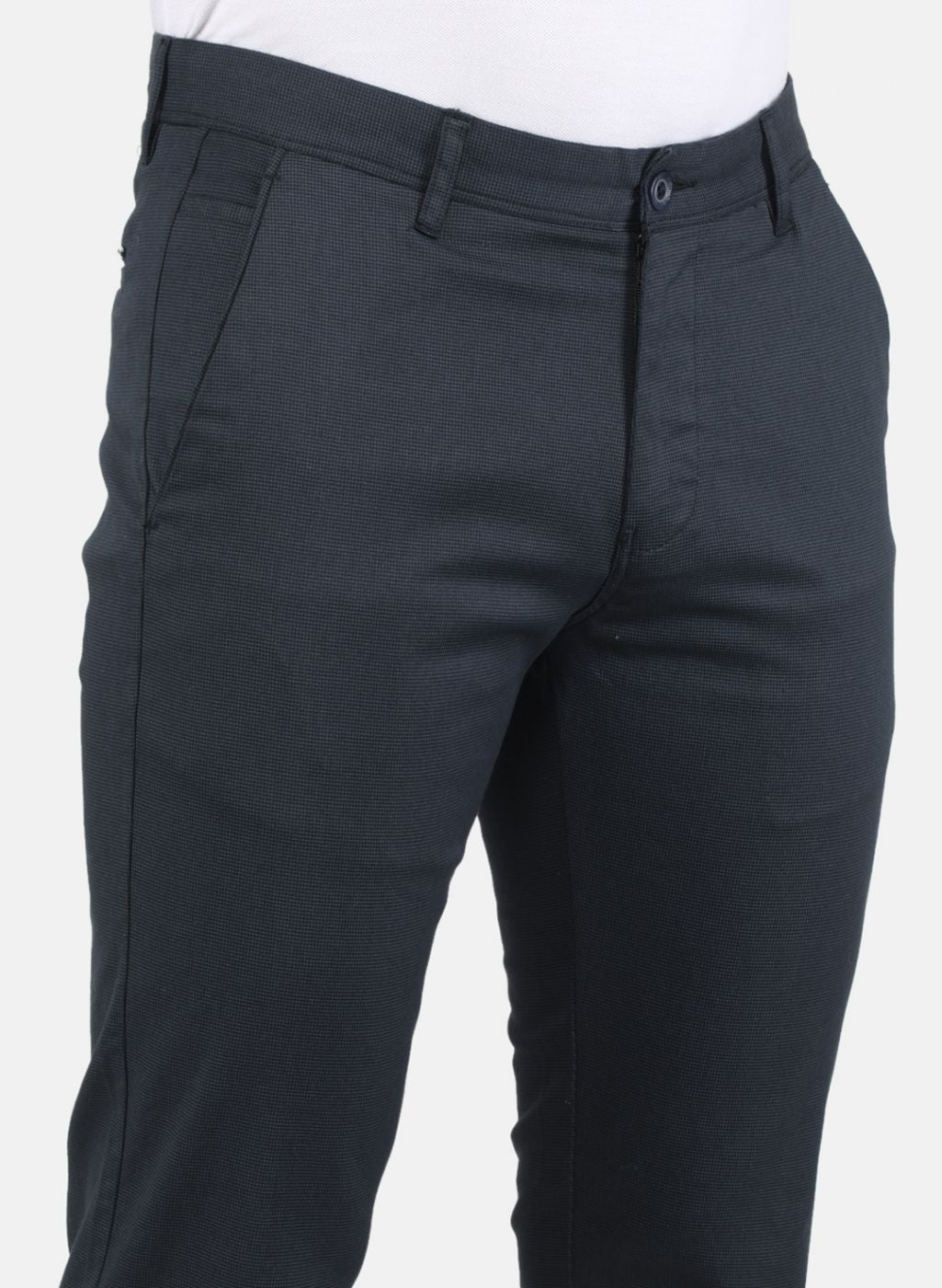 Men Navy Blue Smart Fit Trouser