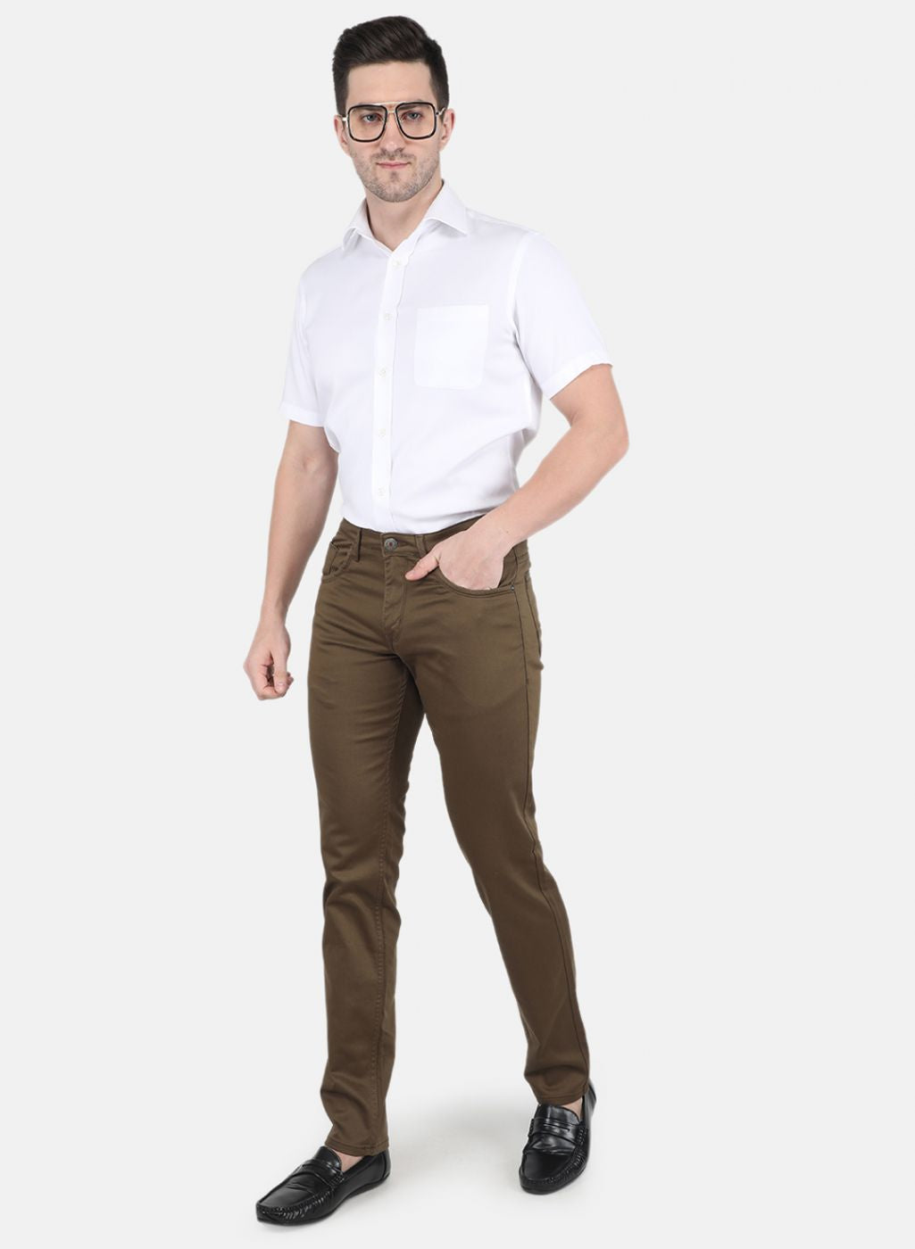 Men Brown Smart Fit Trouser