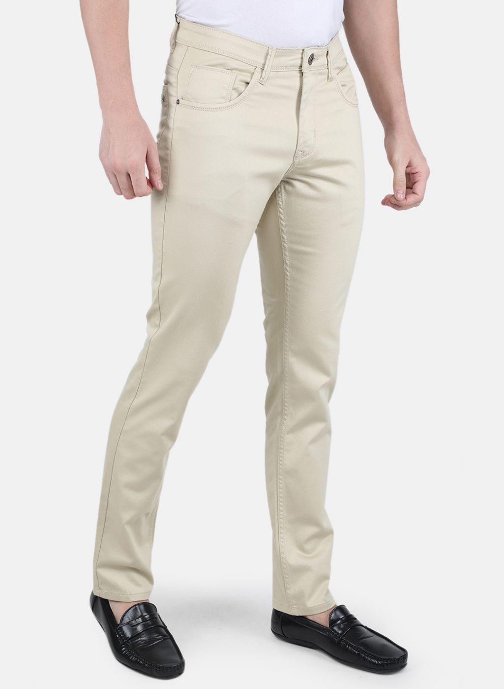 Men Beige Smart Fit Trouser