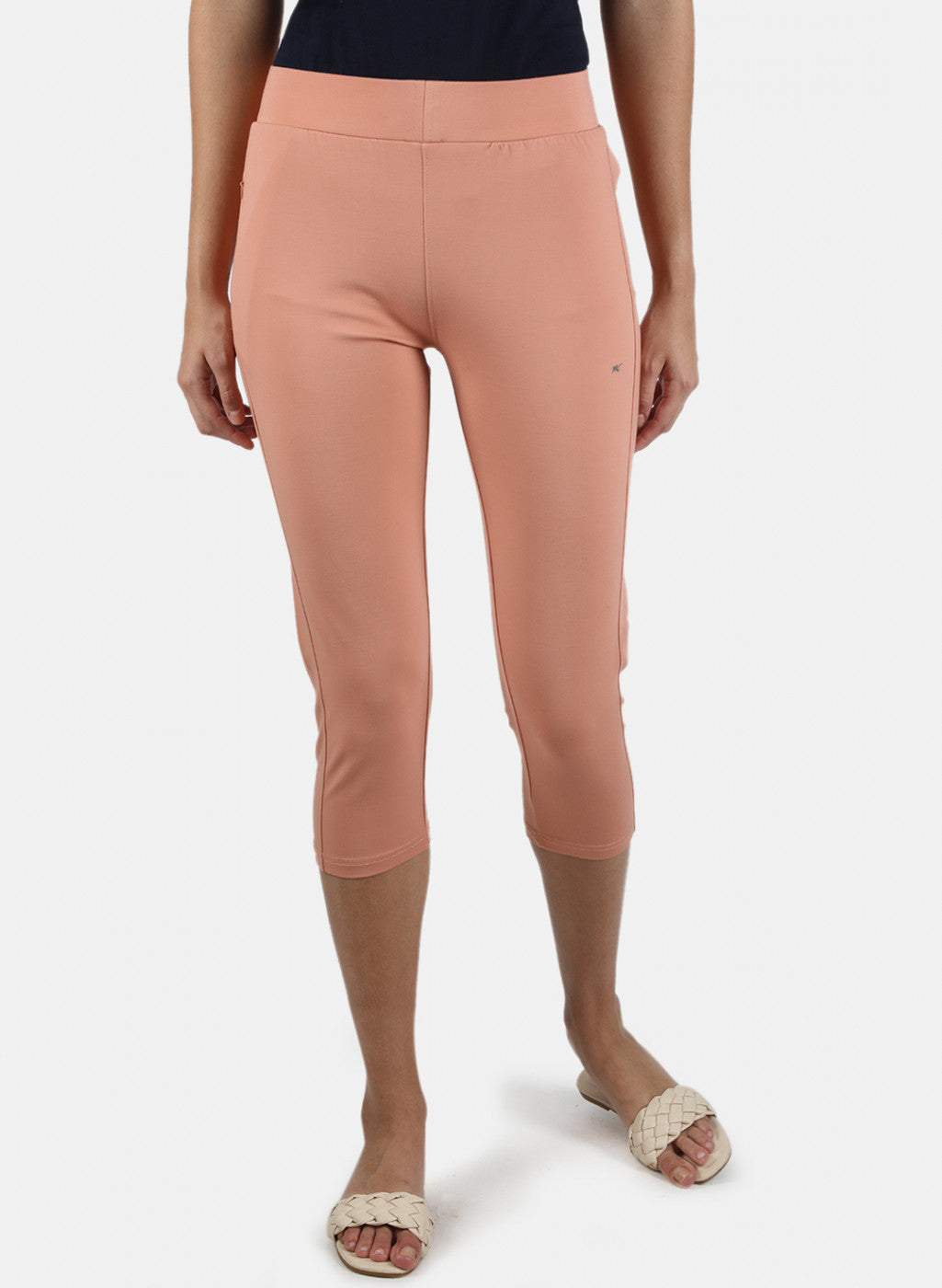 Women Peach Plain Capri