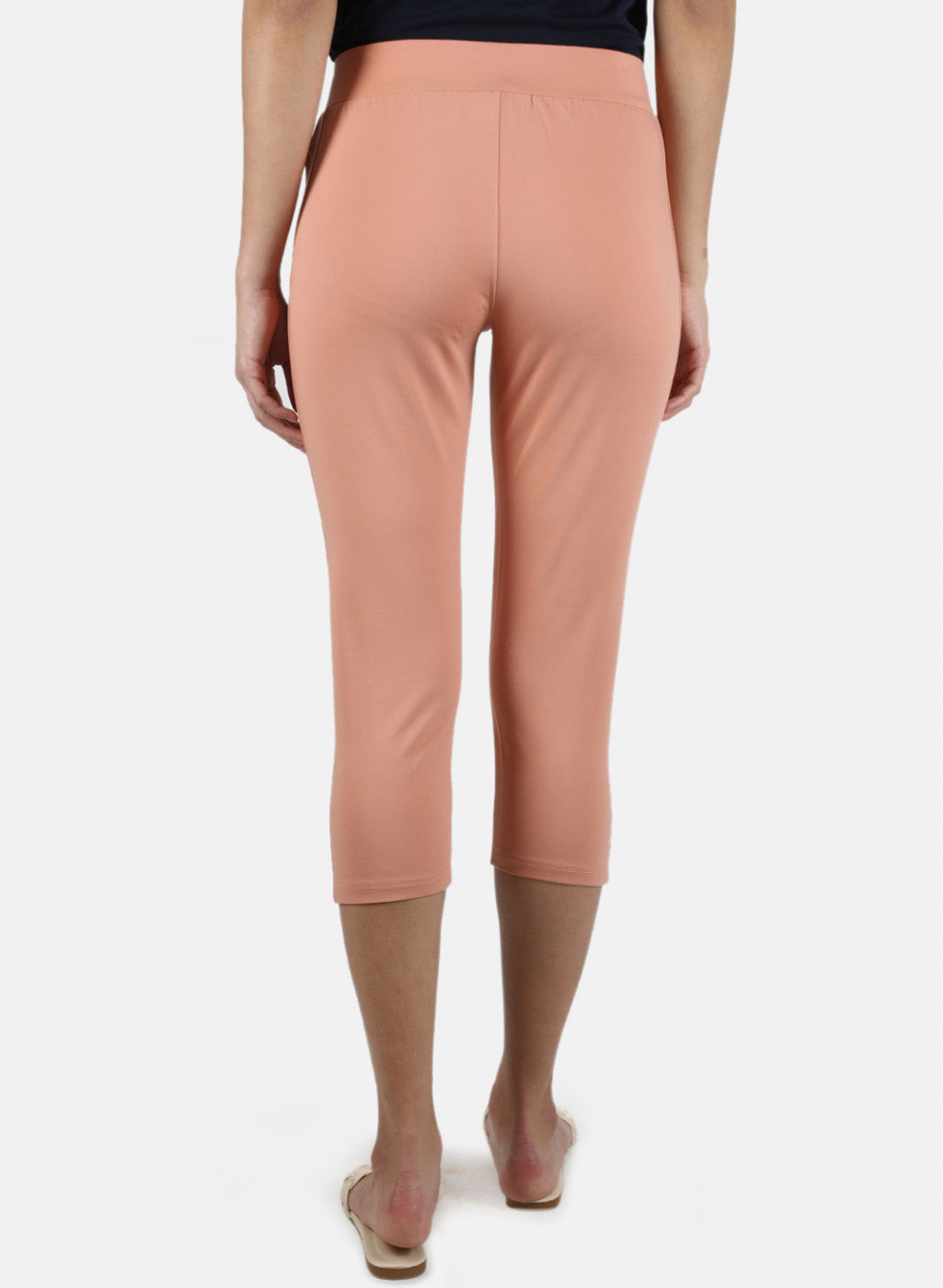 Women Peach Plain Capri