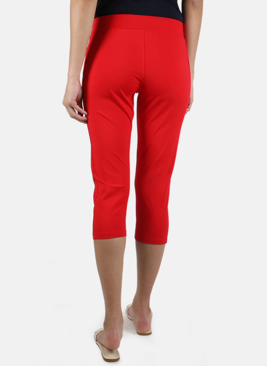 Women Orange Plain Capri