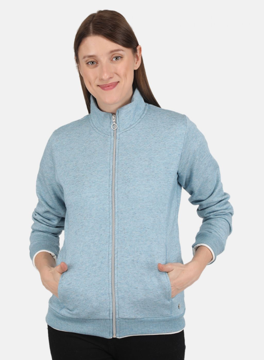 Women Blue Stripe Sweatshirt