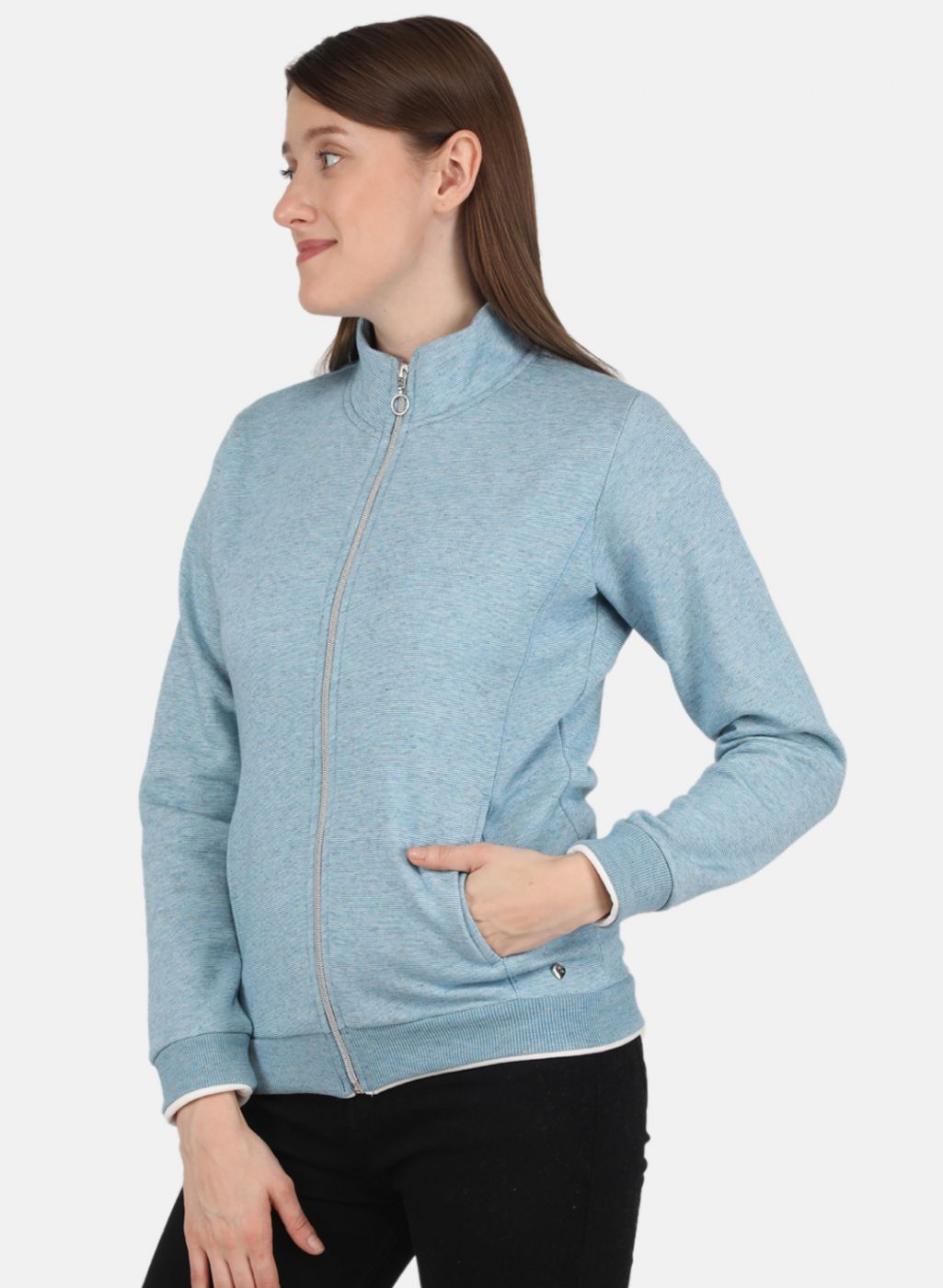 Women Blue Stripe Sweatshirt