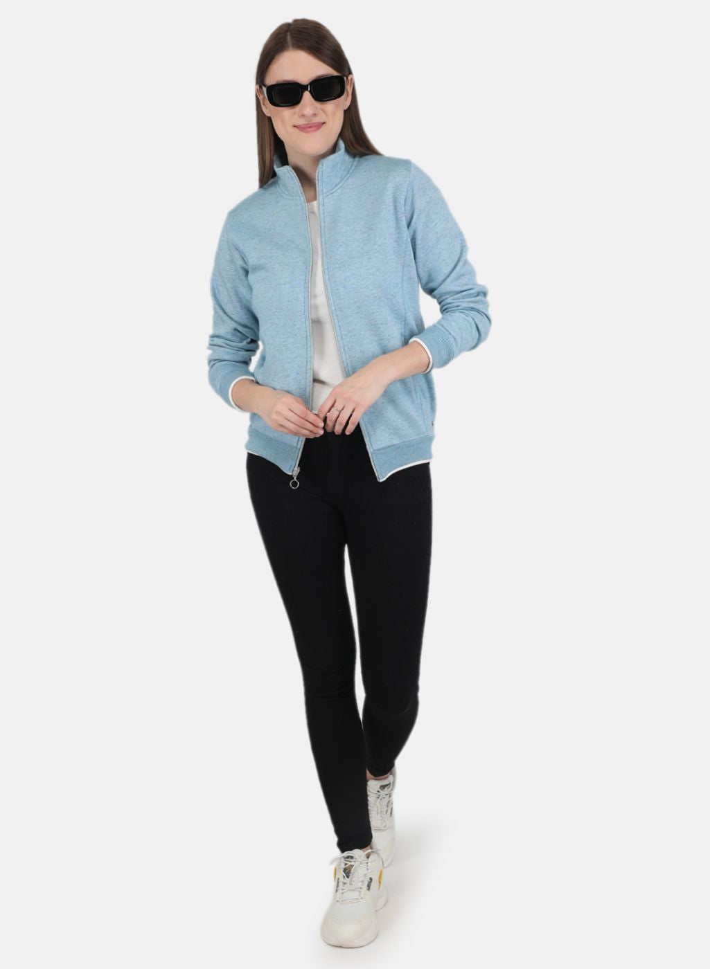 Women Blue Stripe Sweatshirt