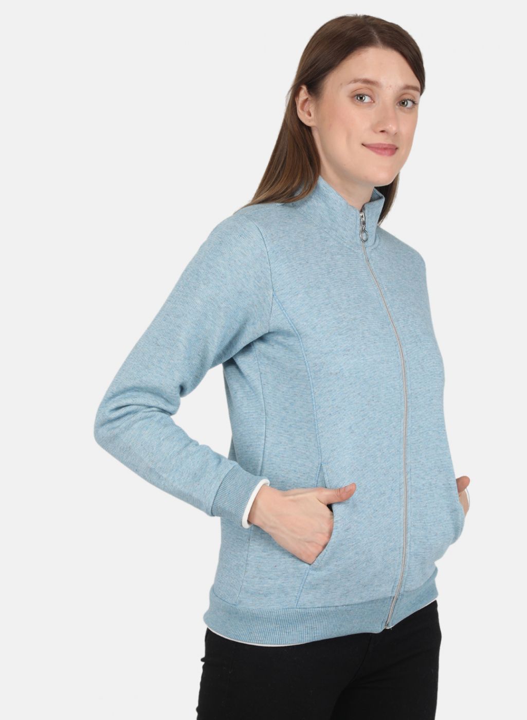 Women Blue Stripe Sweatshirt