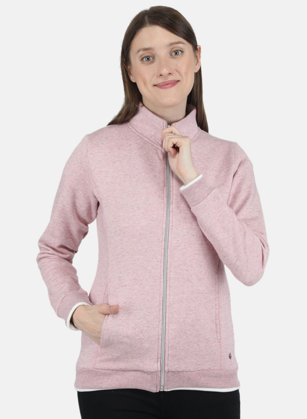 Women Pink Stripe Sweatshirt