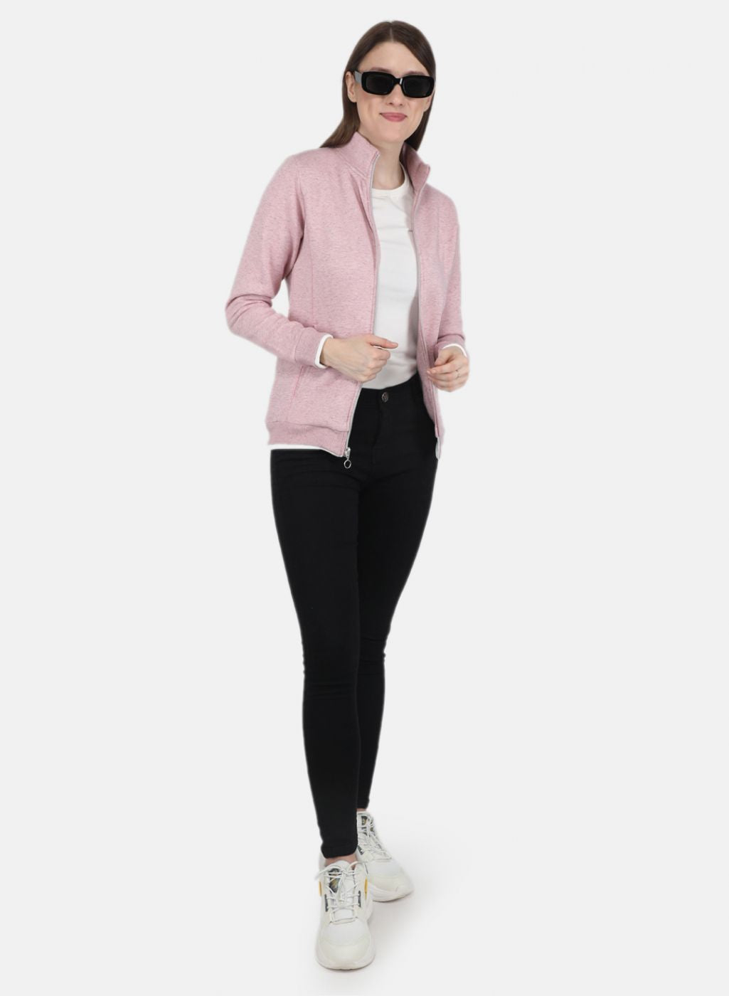 Women Pink Stripe Sweatshirt