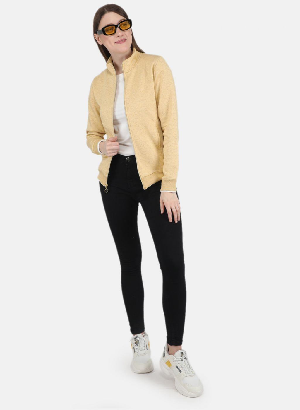 Women Yellow Stripe Sweatshirt