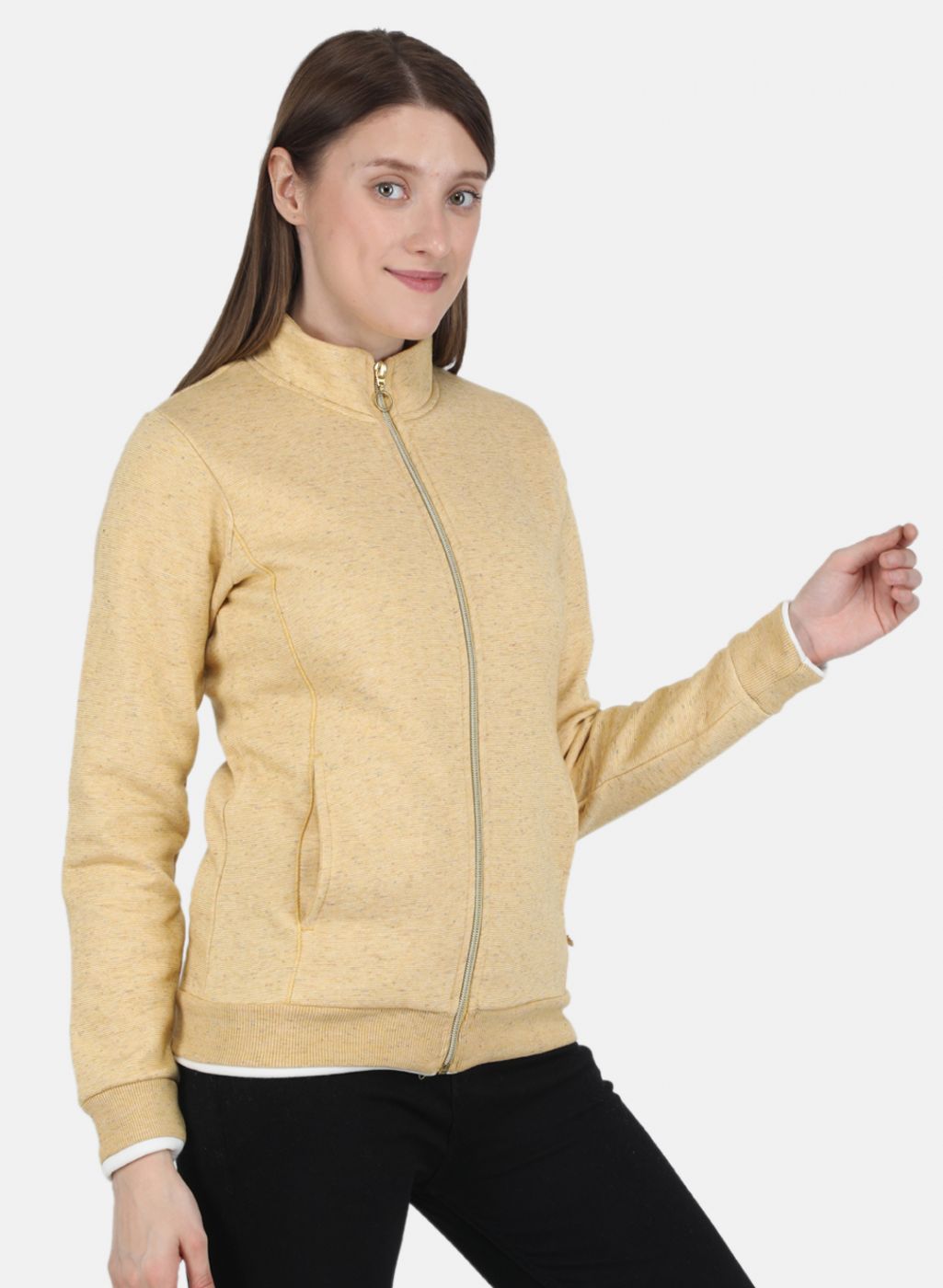 Women Yellow Stripe Sweatshirt