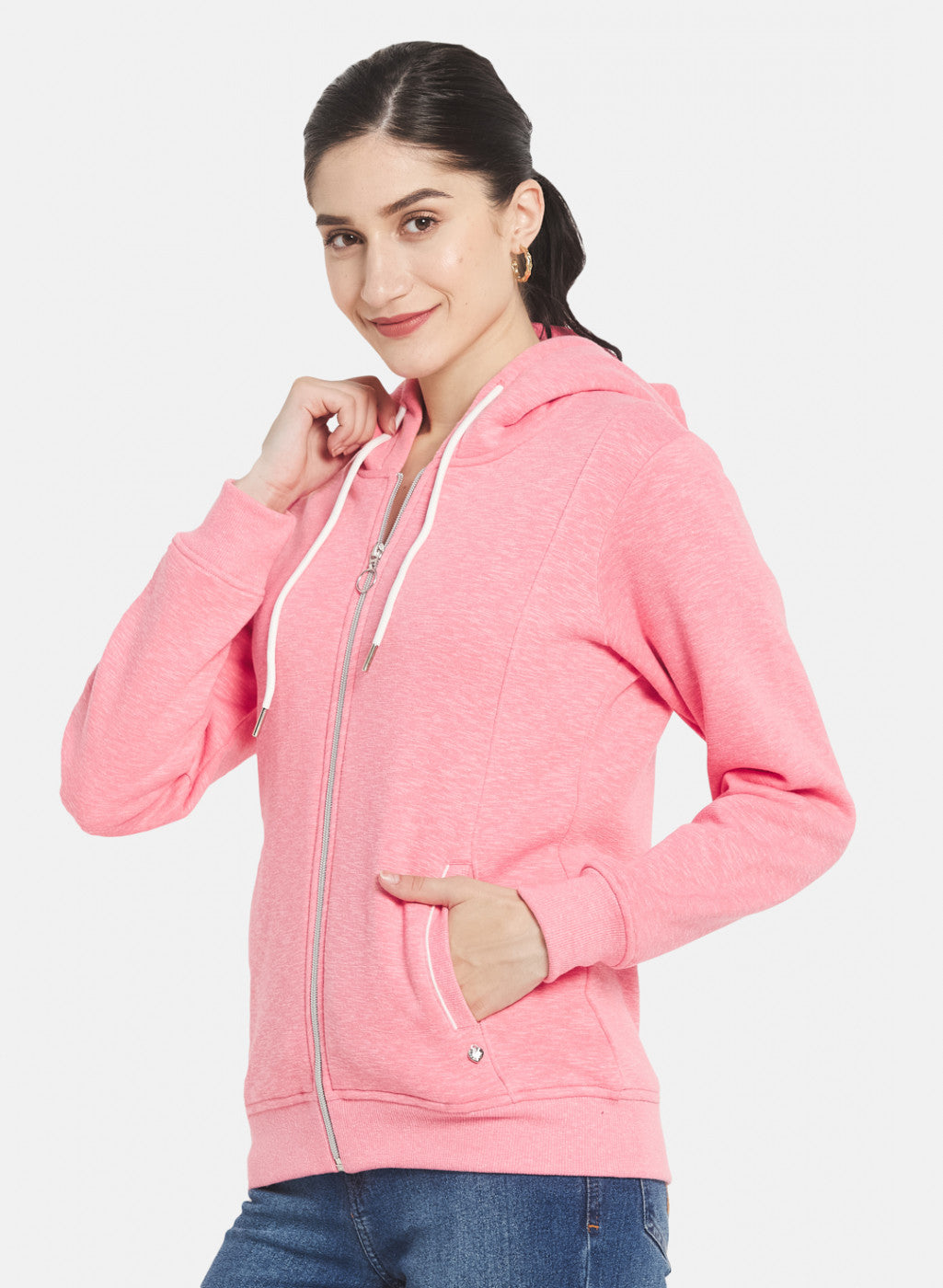 Women Pink Solid Sweatshirt