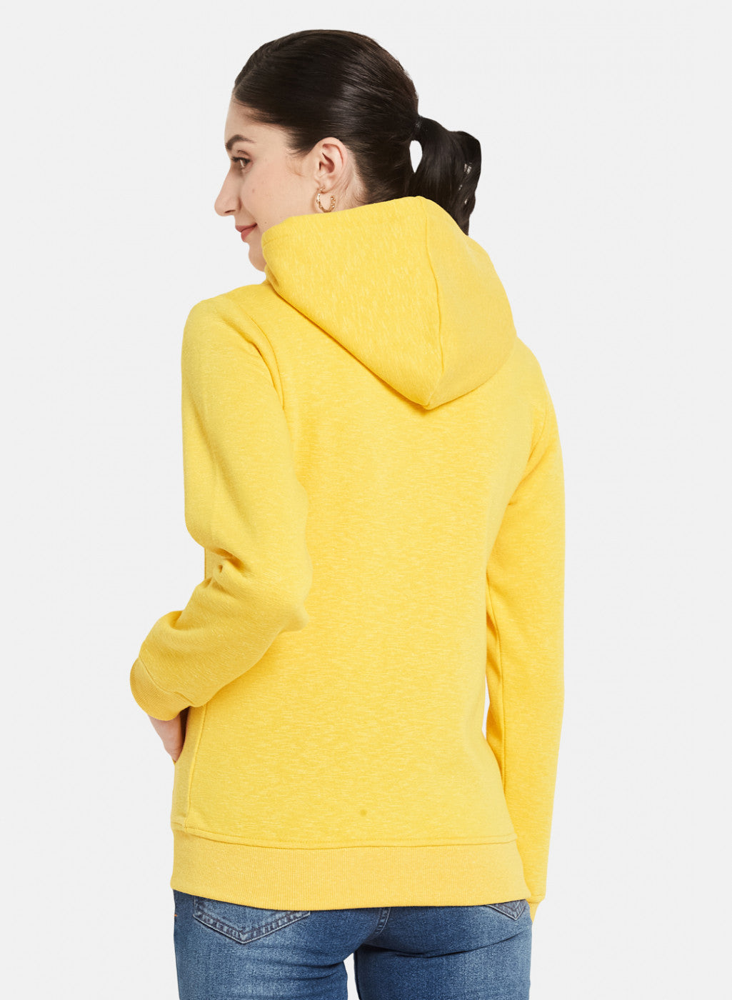 Women Yellow Solid Sweatshirt