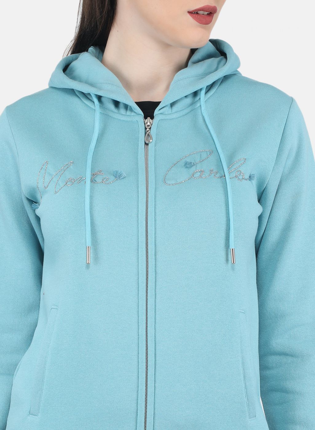 Women Blue Embroidered Sweatshirt