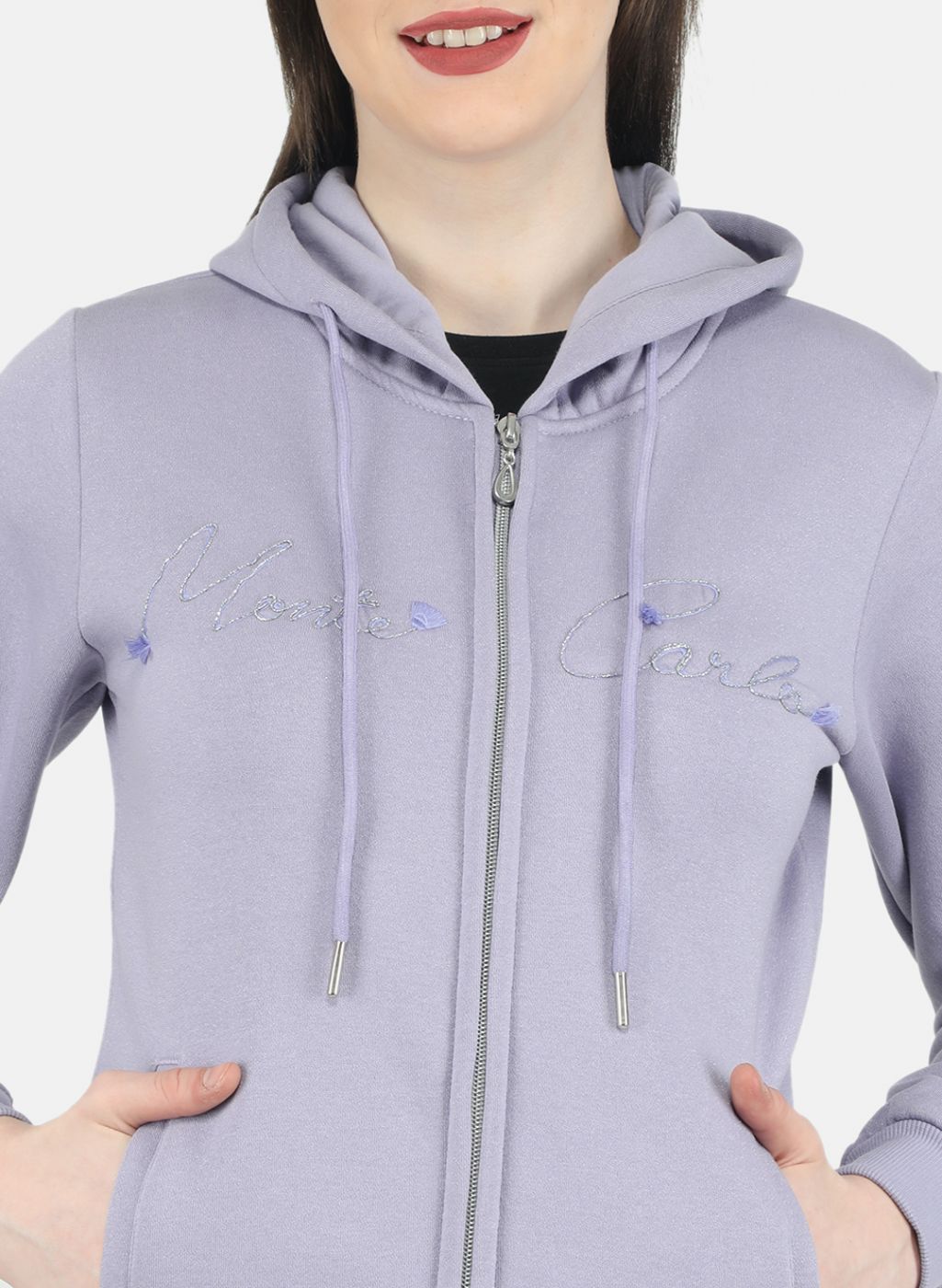 Women Purple Embroidered Sweatshirt