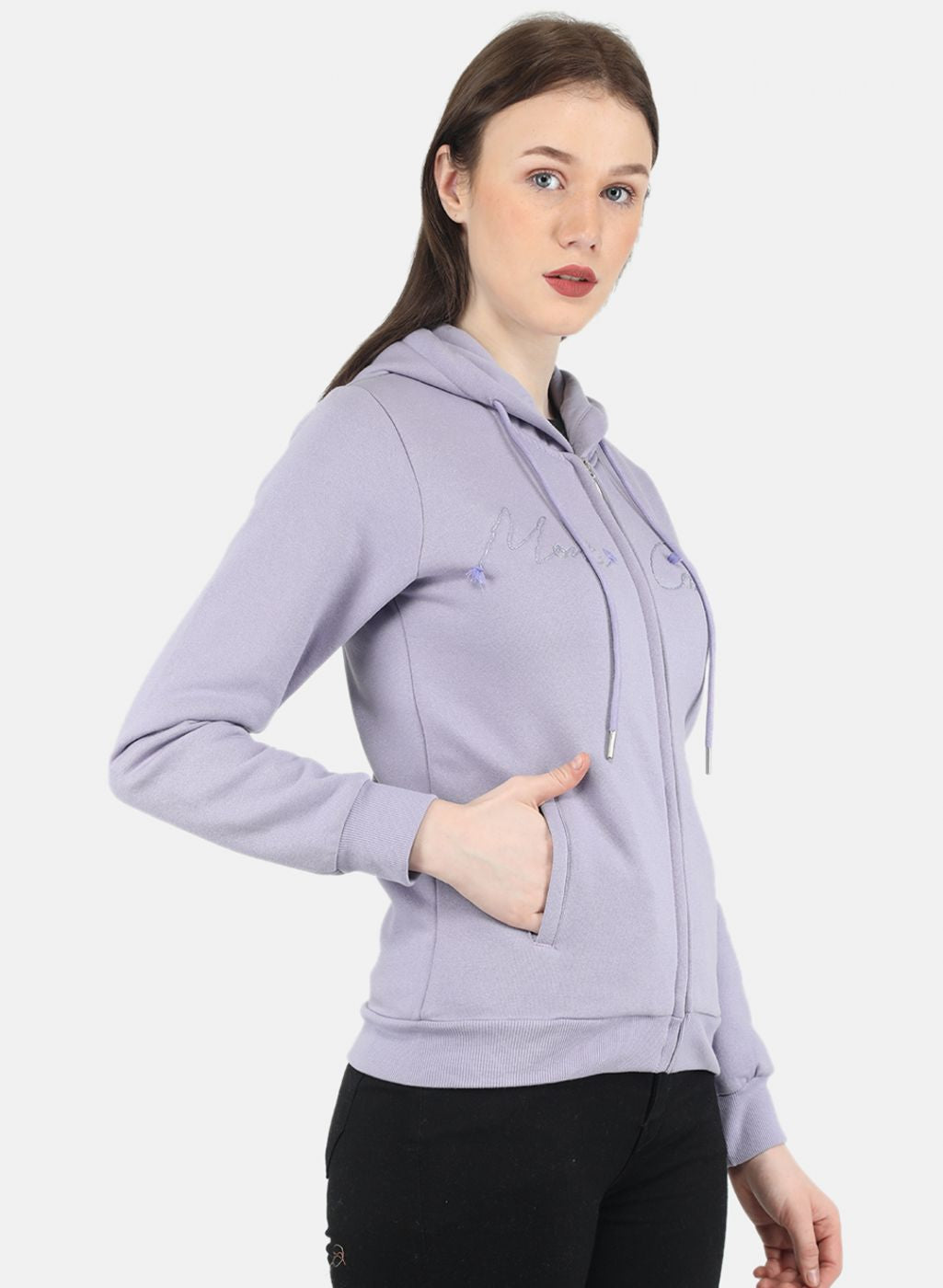 Women Purple Embroidered Sweatshirt