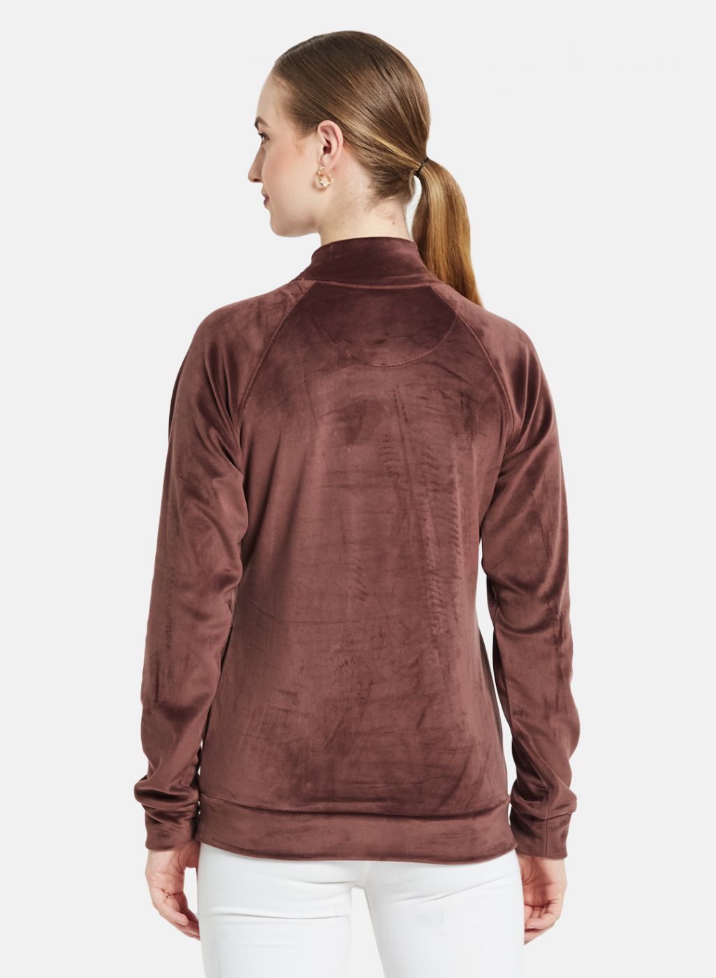 Women Brown Solid Sweatshirt