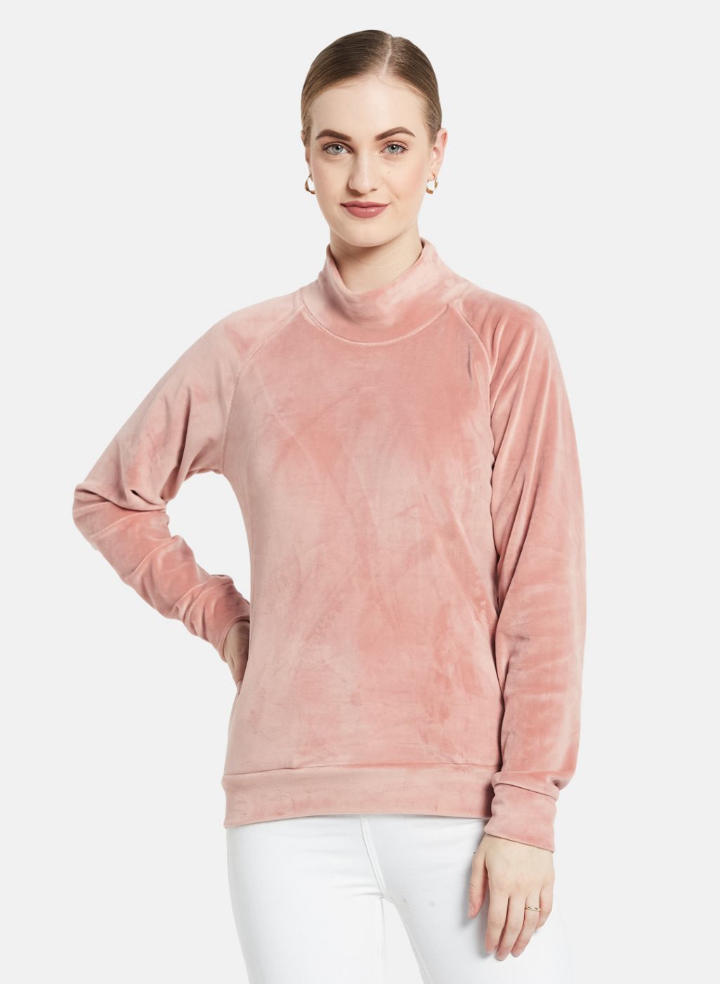 Women Pink Solid Sweatshirt